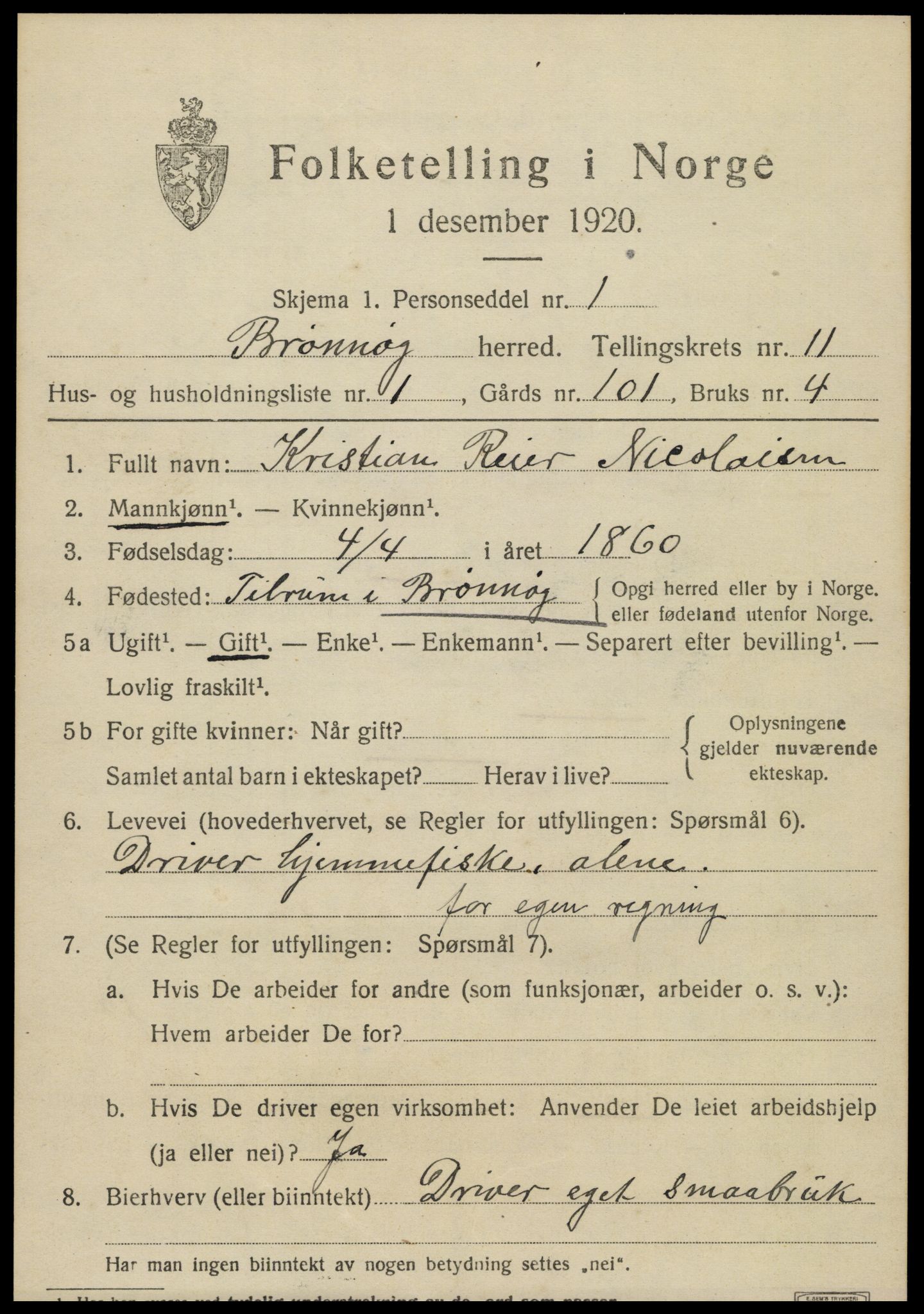 SAT, 1920 census for Brønnøy, 1920, p. 8148