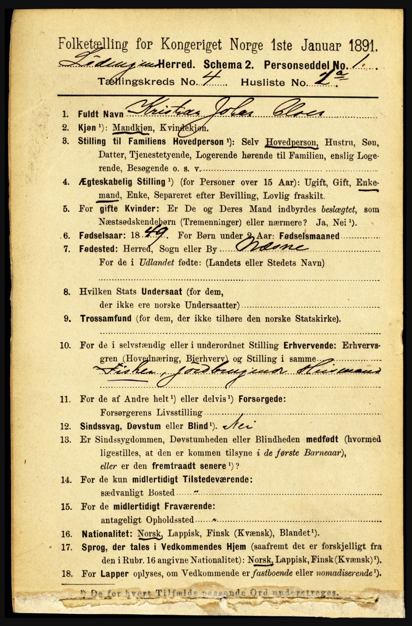 RA, 1891 census for 1851 Lødingen, 1891, p. 1932