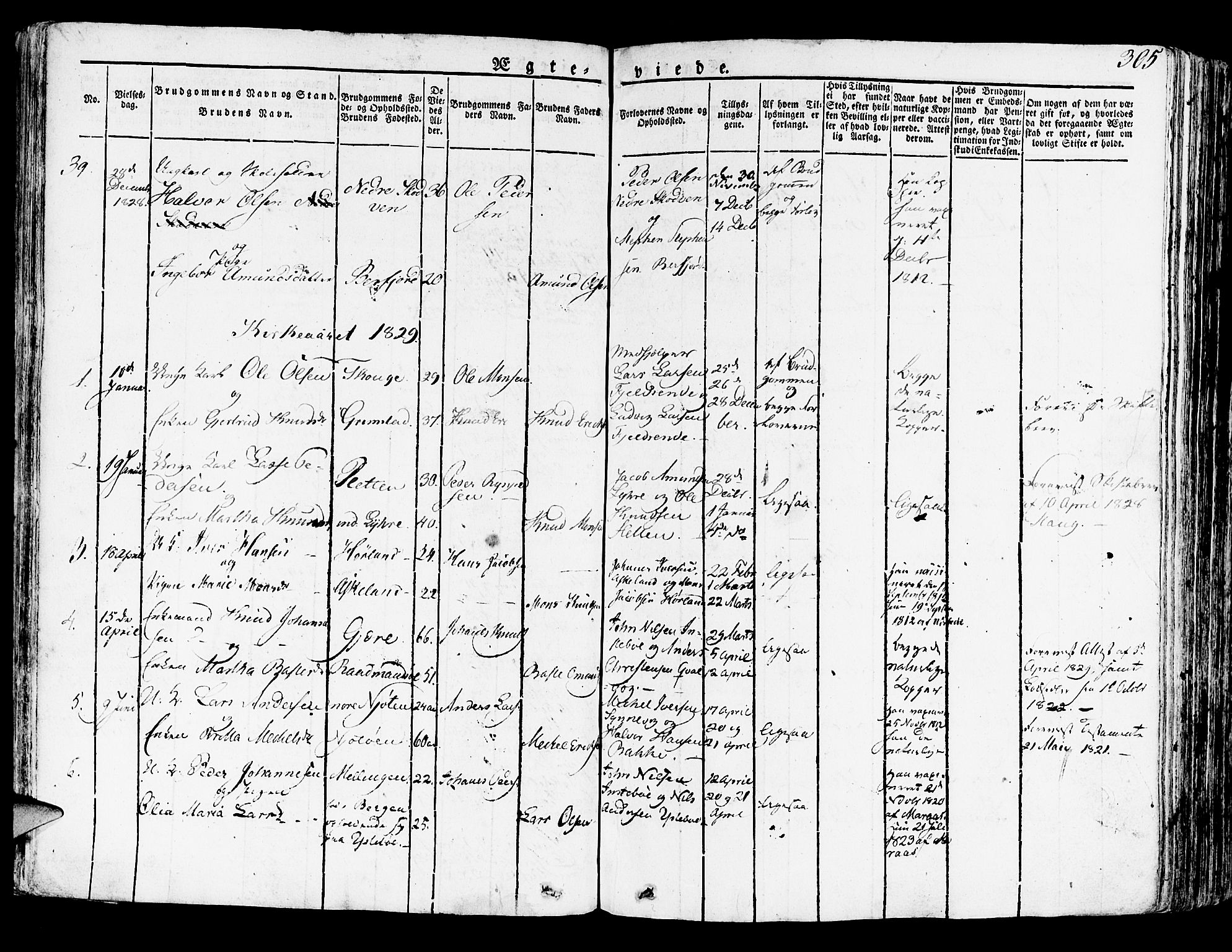 Lindås Sokneprestembete, SAB/A-76701/H/Haa: Parish register (official) no. A 8, 1823-1836, p. 305