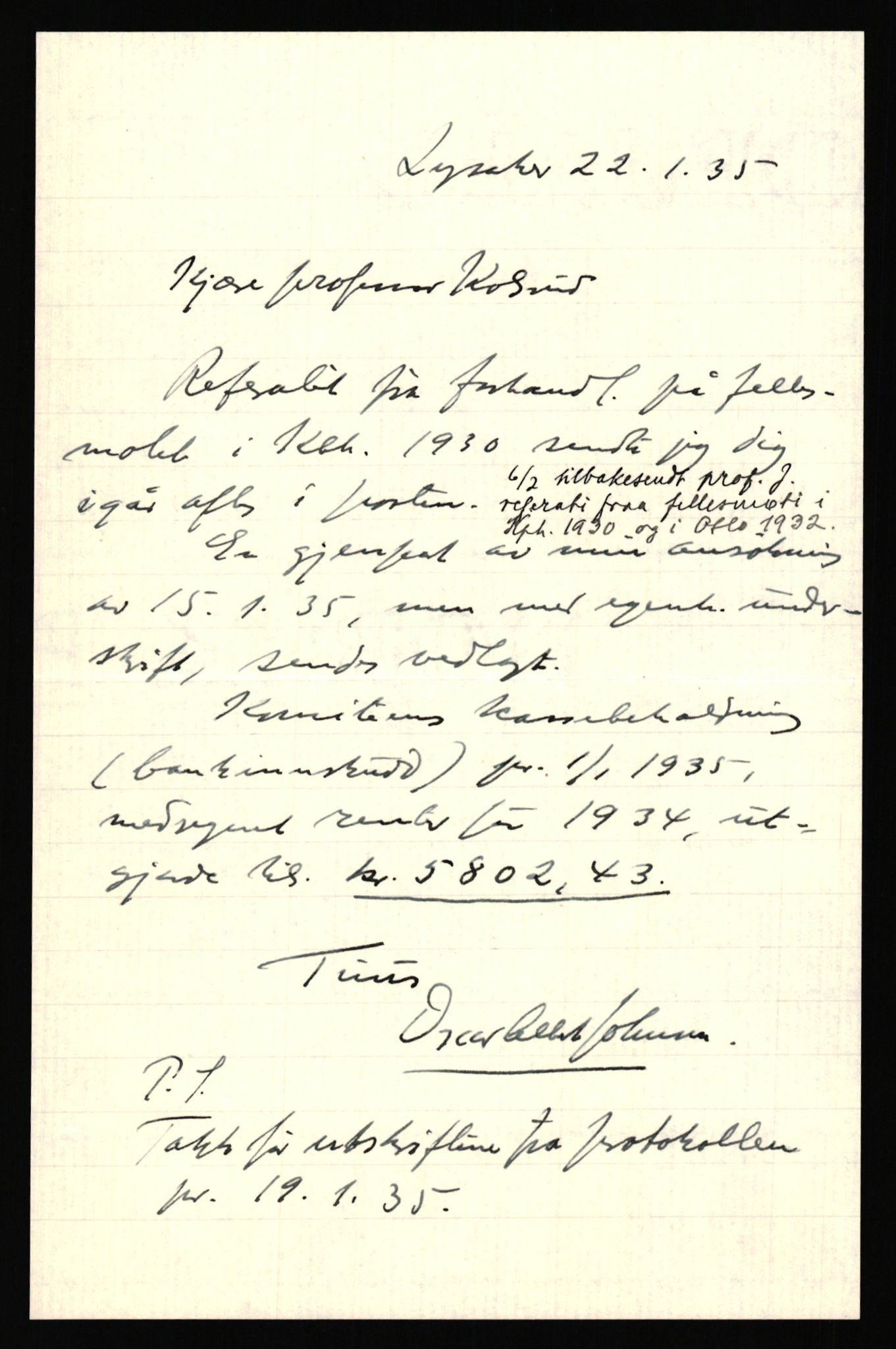 Den norske historiske forenings komite for arkivgranskning i Russland, AV/RA-PA-0409/F/L0001/0002: -- / Referat og utskrifter fra forhandlingsprotokoll, 1935, p. 2