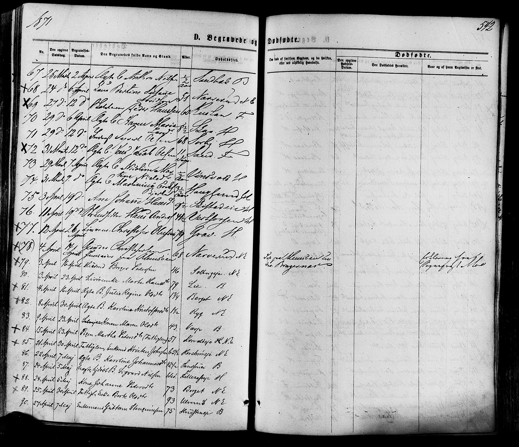 Eiker kirkebøker, SAKO/A-4/F/Fa/L0017: Parish register (official) no. I 17, 1869-1877, p. 542