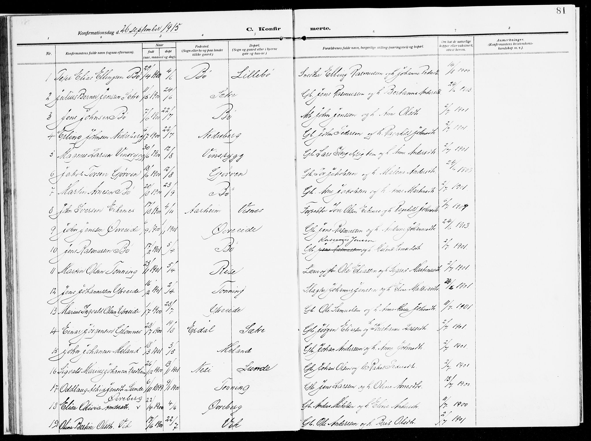 Stryn Sokneprestembete, AV/SAB-A-82501: Parish register (official) no. B 2, 1908-1936, p. 81