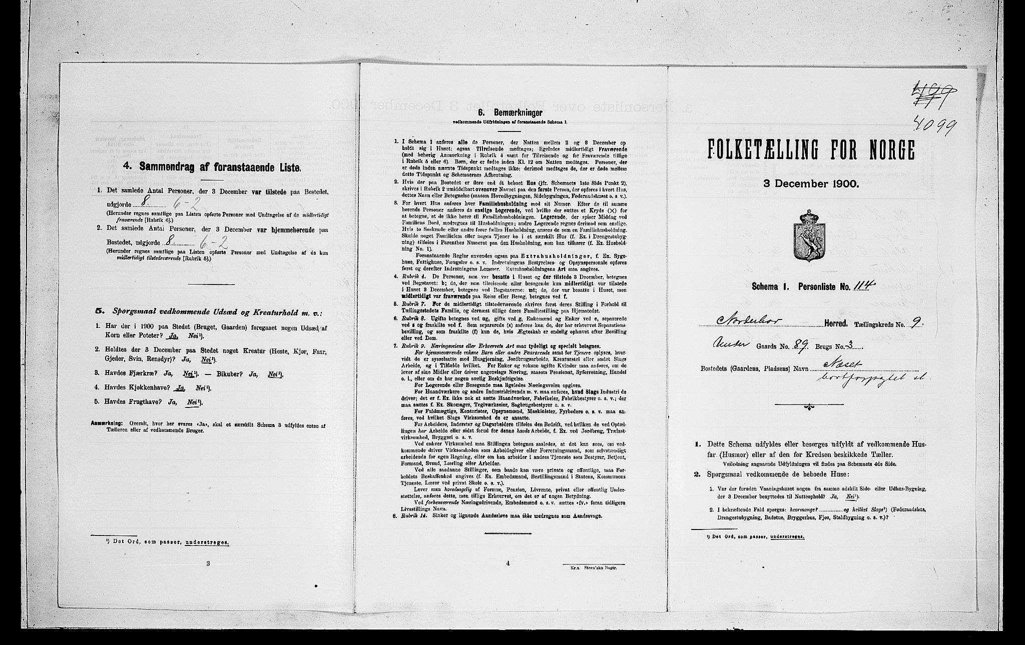 RA, 1900 census for Norderhov, 1900, p. 2190