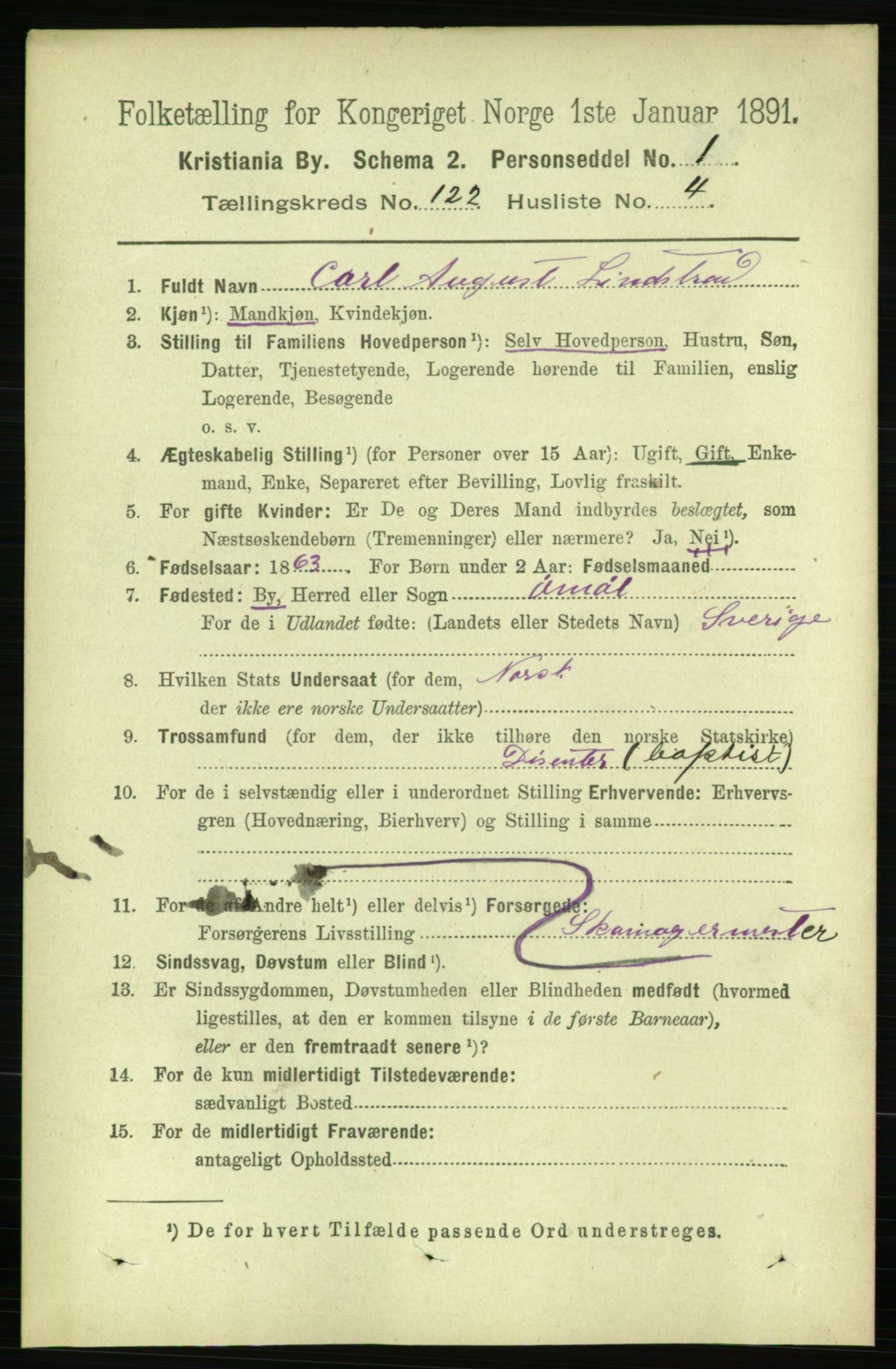 RA, 1891 census for 0301 Kristiania, 1891, p. 64714