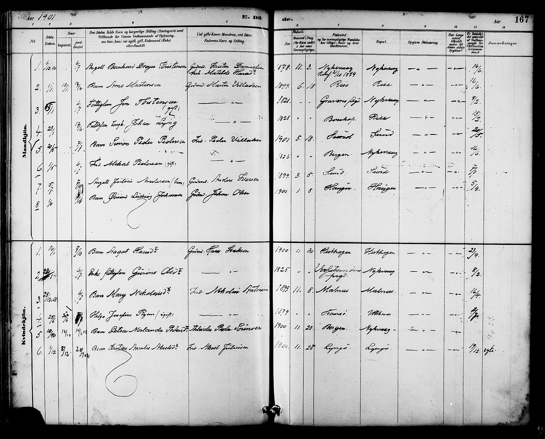 Ministerialprotokoller, klokkerbøker og fødselsregistre - Nordland, AV/SAT-A-1459/892/L1320: Parish register (official) no. 892A01, 1886-1901, p. 167