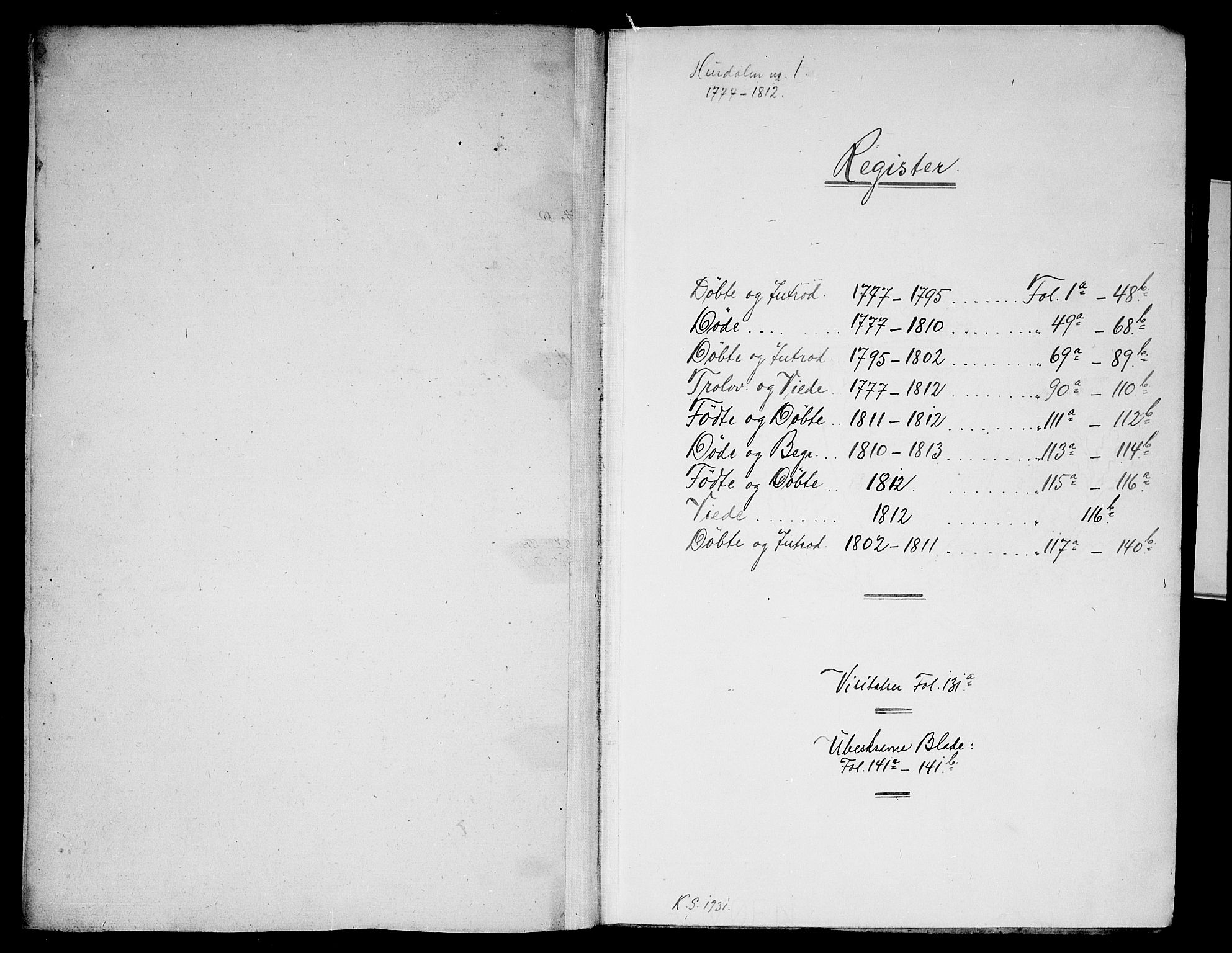 Hurdal prestekontor Kirkebøker, SAO/A-10889/F/Fa/L0001: Parish register (official) no. I 1, 1777-1812