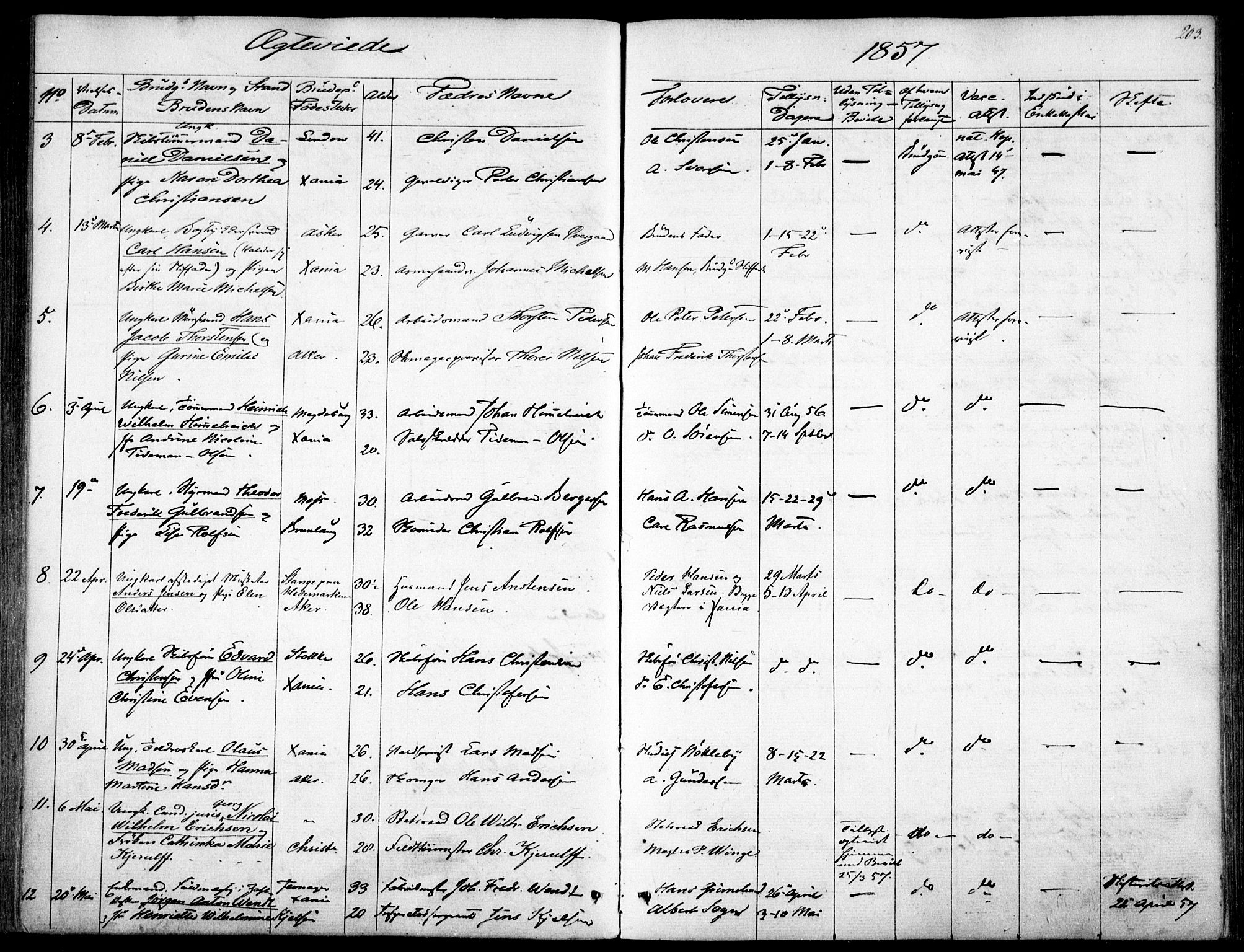 Garnisonsmenigheten Kirkebøker, AV/SAO-A-10846/F/Fa/L0009: Parish register (official) no. 9, 1842-1859, p. 203