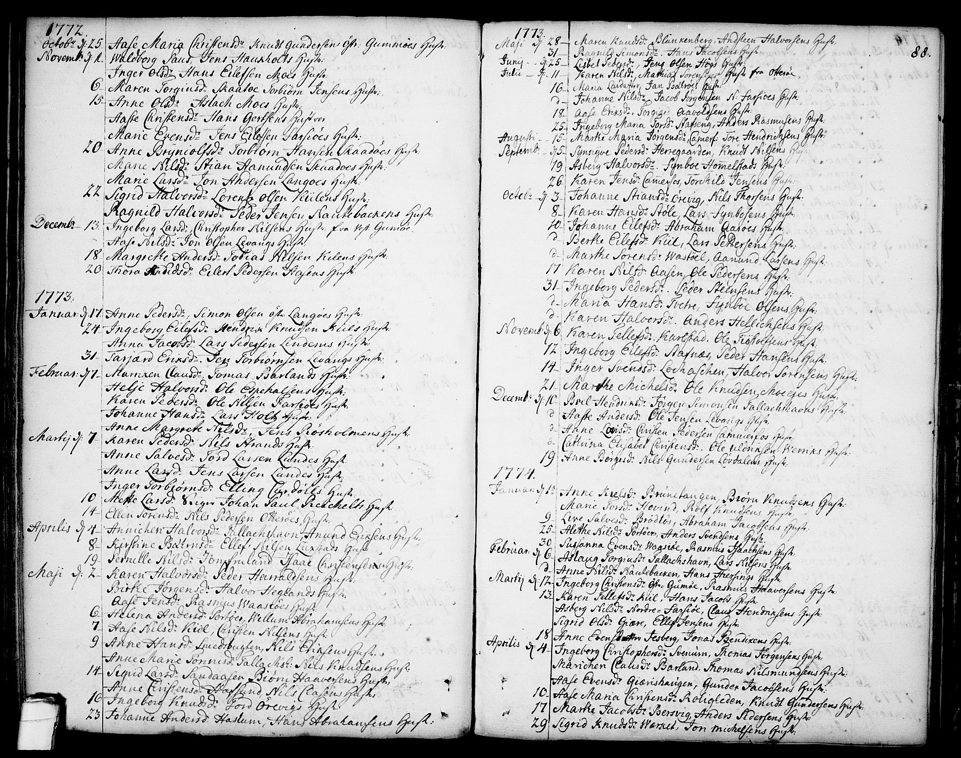 Sannidal kirkebøker, SAKO/A-296/F/Fa/L0002: Parish register (official) no. 2, 1767-1802, p. 88