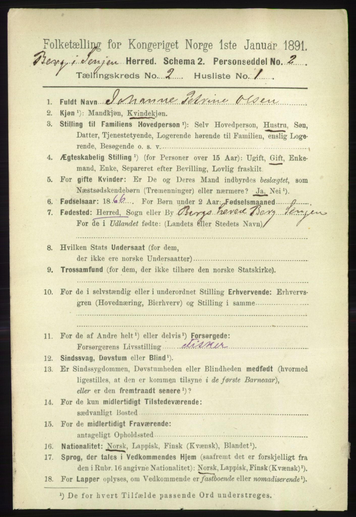 RA, 1891 census for 1929 Berg, 1891, p. 637