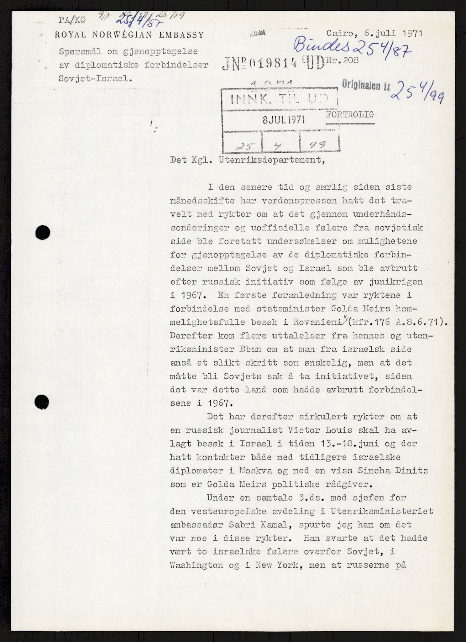 Utenriksdepartementet, hovedarkiv, AV/RA-S-6794/D/Db/Dba/L0776/0003: Verdenspolitikk. Fremmede staters politikk (G.L.) / Israel: Politikk (2 mapper), 1970-1972, p. 132