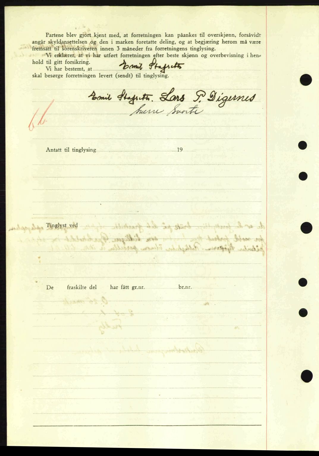 Nordre Sunnmøre sorenskriveri, SAT/A-0006/1/2/2C/2Ca: Mortgage book no. A11, 1941-1941, Diary no: : 1084/1941