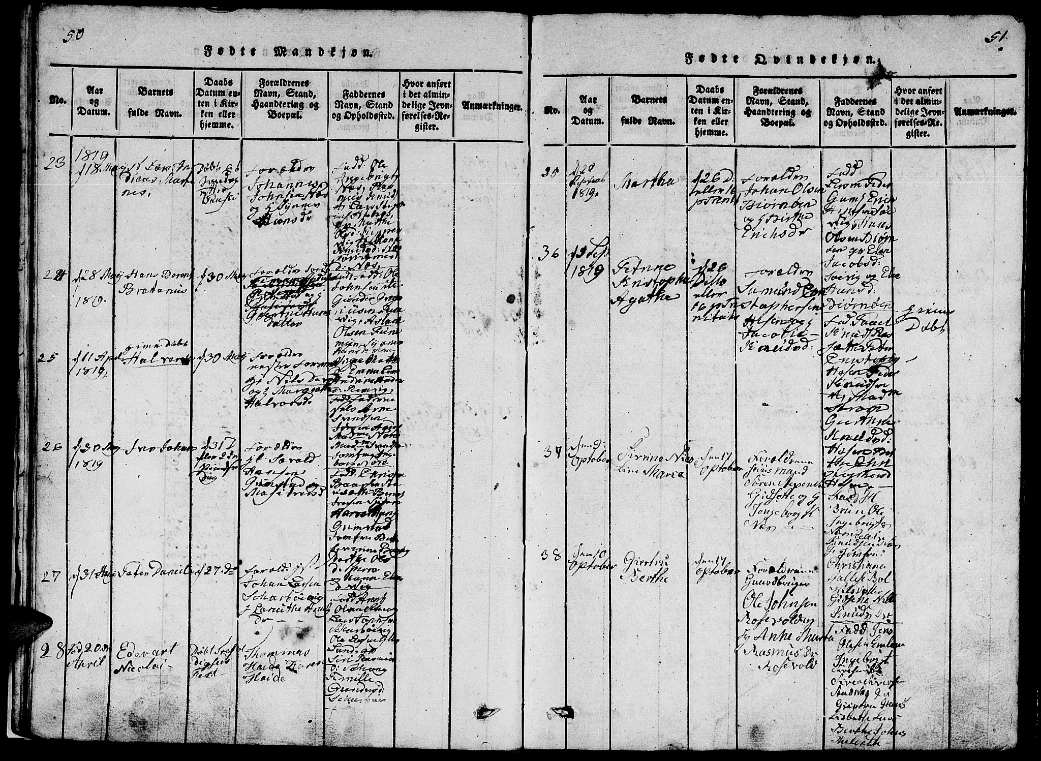 Ministerialprotokoller, klokkerbøker og fødselsregistre - Møre og Romsdal, AV/SAT-A-1454/528/L0423: Parish register (copy) no. 528C04, 1816-1827, p. 50-51