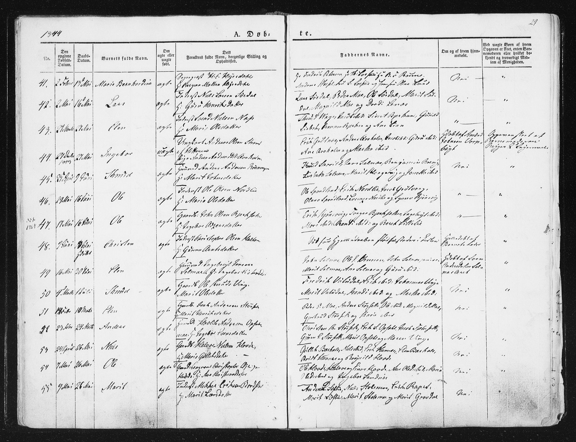Ministerialprotokoller, klokkerbøker og fødselsregistre - Sør-Trøndelag, SAT/A-1456/630/L0493: Parish register (official) no. 630A06, 1841-1851, p. 29