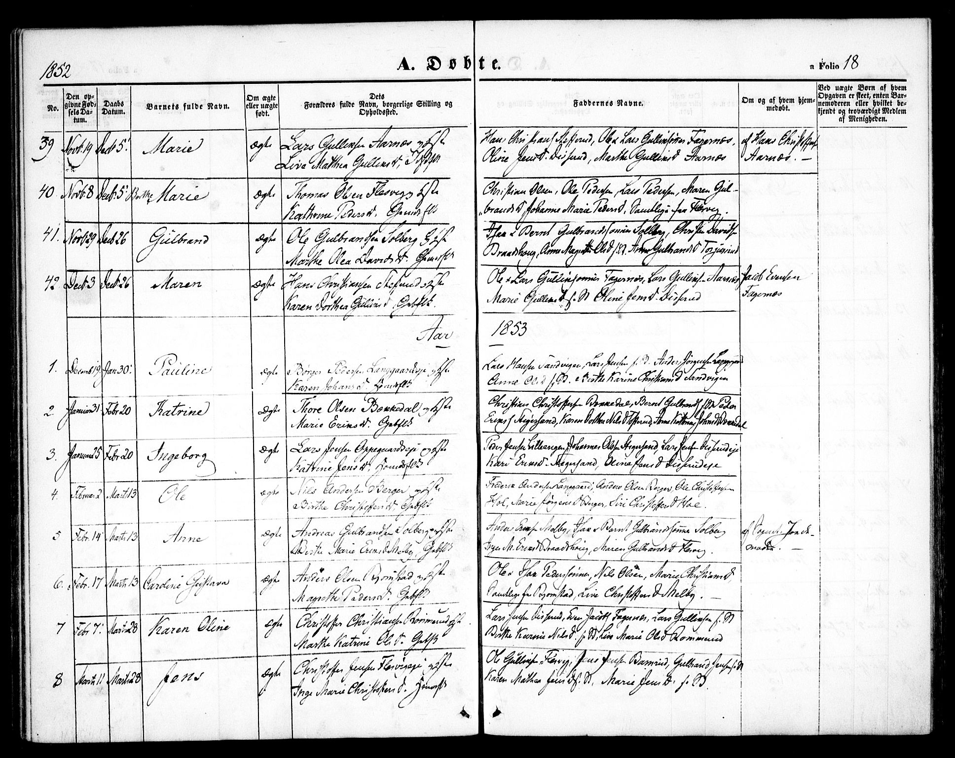 Hurdal prestekontor Kirkebøker, SAO/A-10889/F/Fb/L0001: Parish register (official) no. II 1, 1846-1859, p. 18