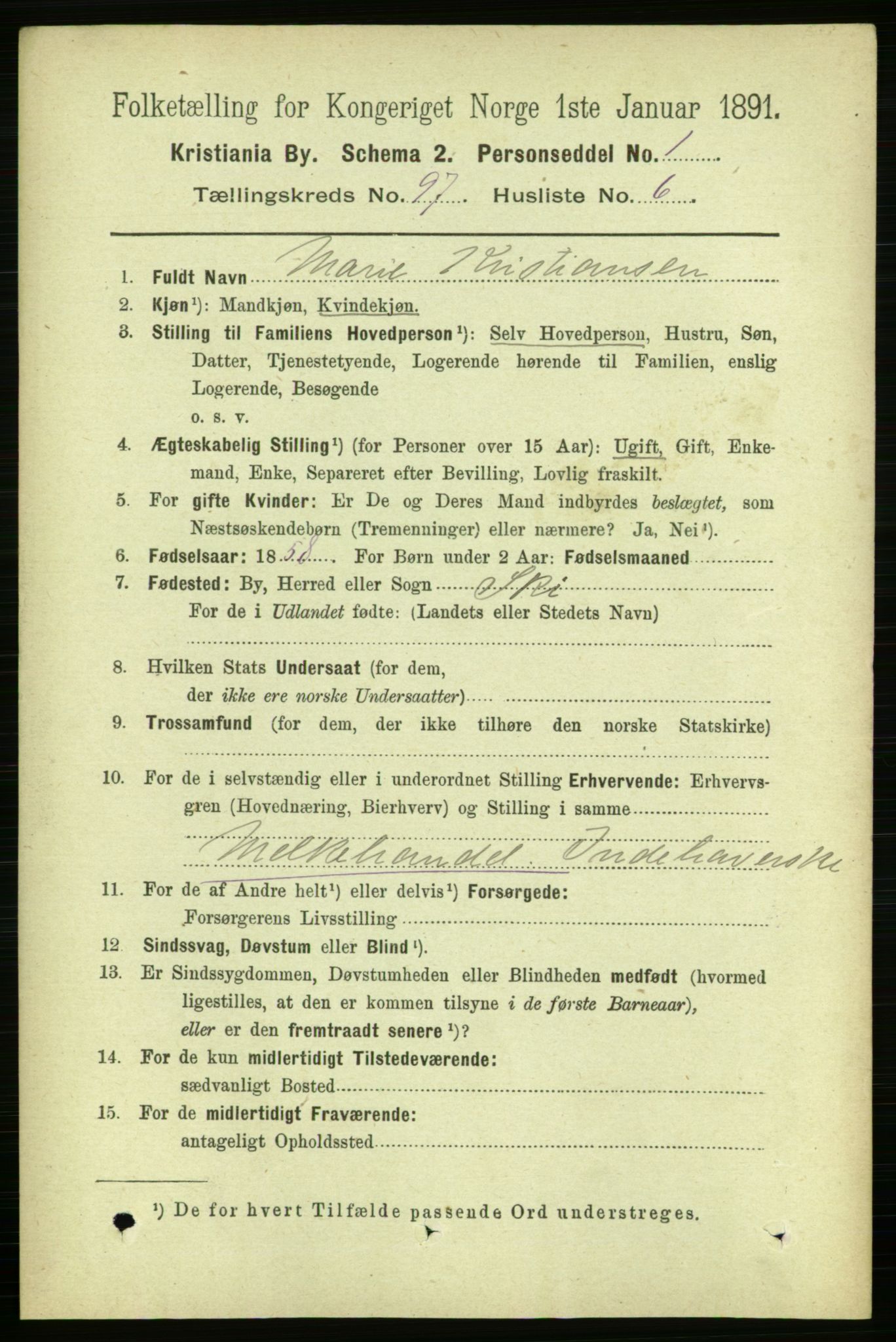 RA, 1891 census for 0301 Kristiania, 1891, p. 47042