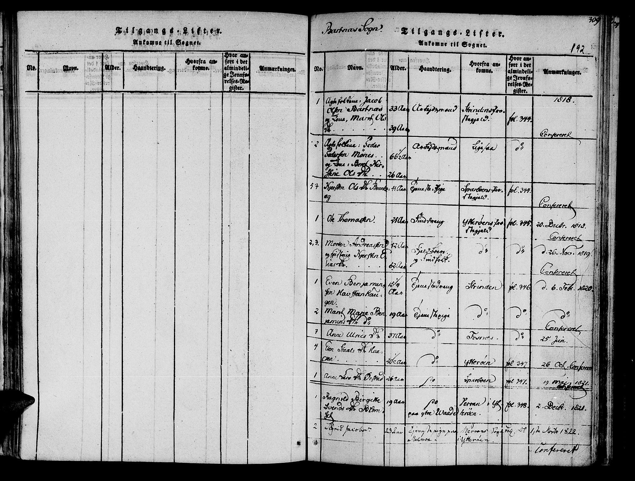 Ministerialprotokoller, klokkerbøker og fødselsregistre - Nord-Trøndelag, SAT/A-1458/741/L0387: Parish register (official) no. 741A03 /2, 1817-1822, p. 192
