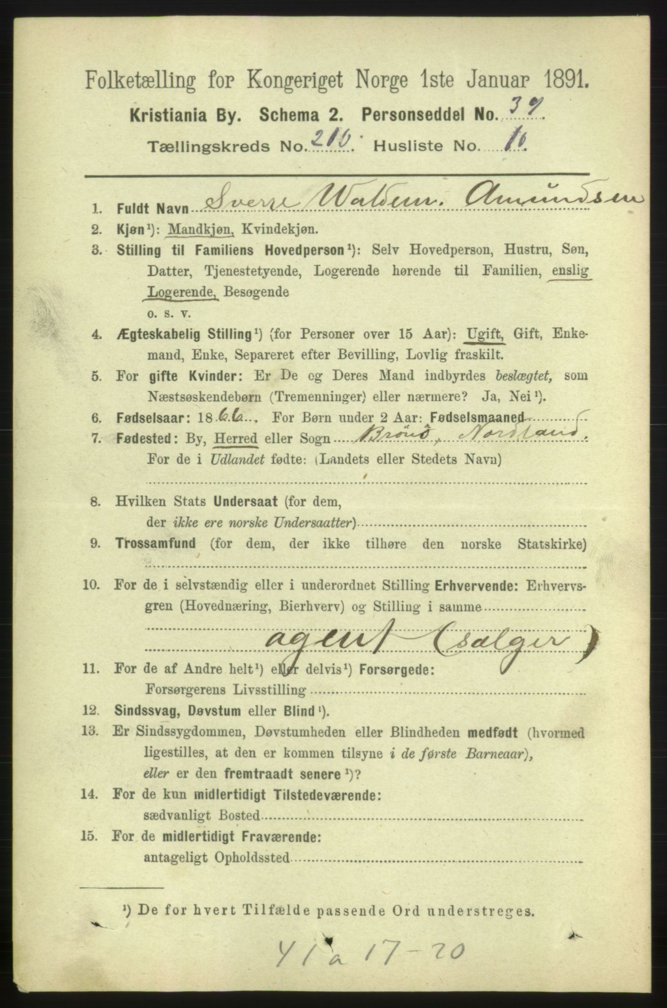 RA, 1891 census for 0301 Kristiania, 1891, p. 125850