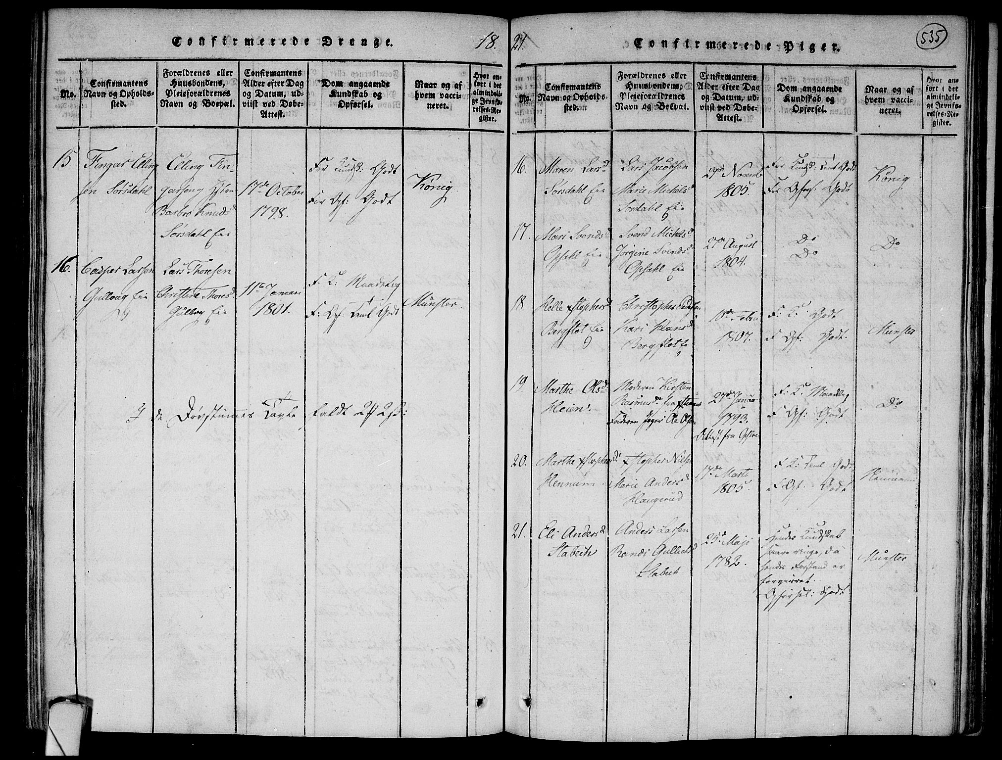 Lier kirkebøker, AV/SAKO-A-230/F/Fa/L0008: Parish register (official) no. I 8, 1813-1825, p. 534-535