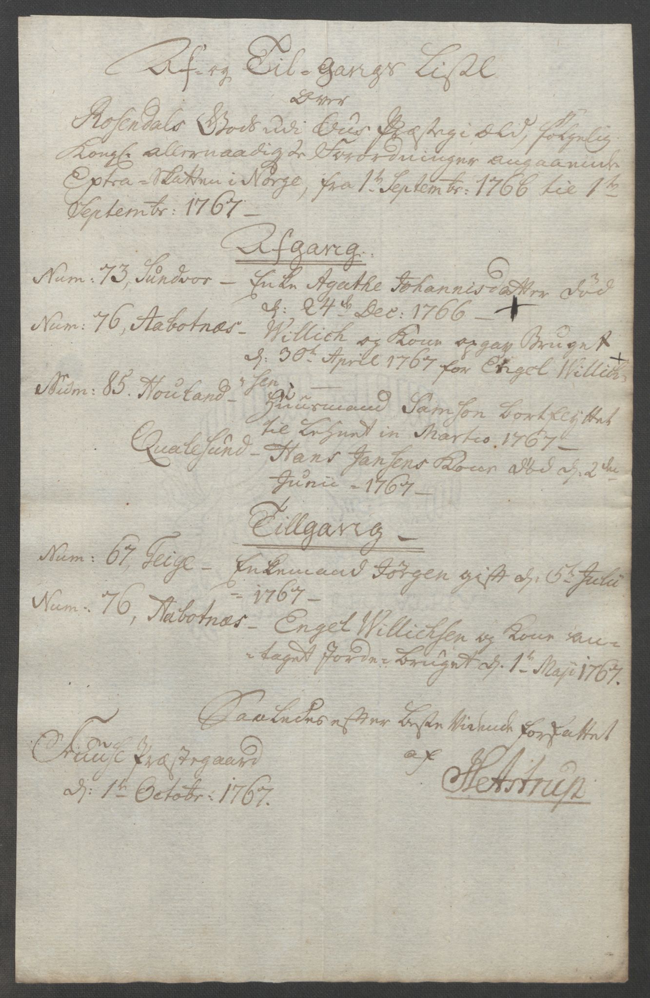 Rentekammeret inntil 1814, Reviderte regnskaper, Fogderegnskap, AV/RA-EA-4092/R49/L3157: Ekstraskatten Rosendal Baroni, 1762-1772, p. 186