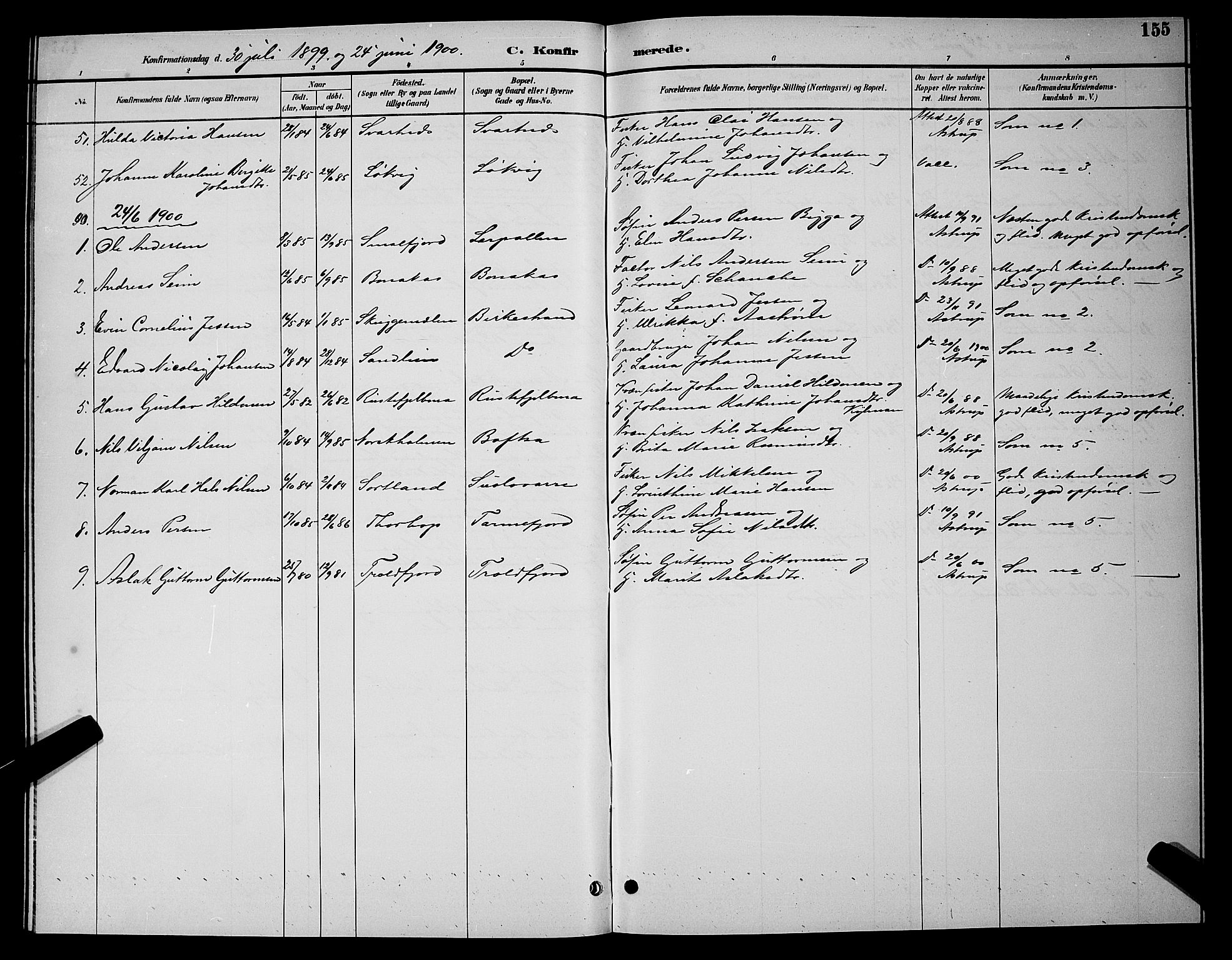 Tana sokneprestkontor, SATØ/S-1334/H/Hb/L0004klokker: Parish register (copy) no. 4, 1890-1903, p. 155