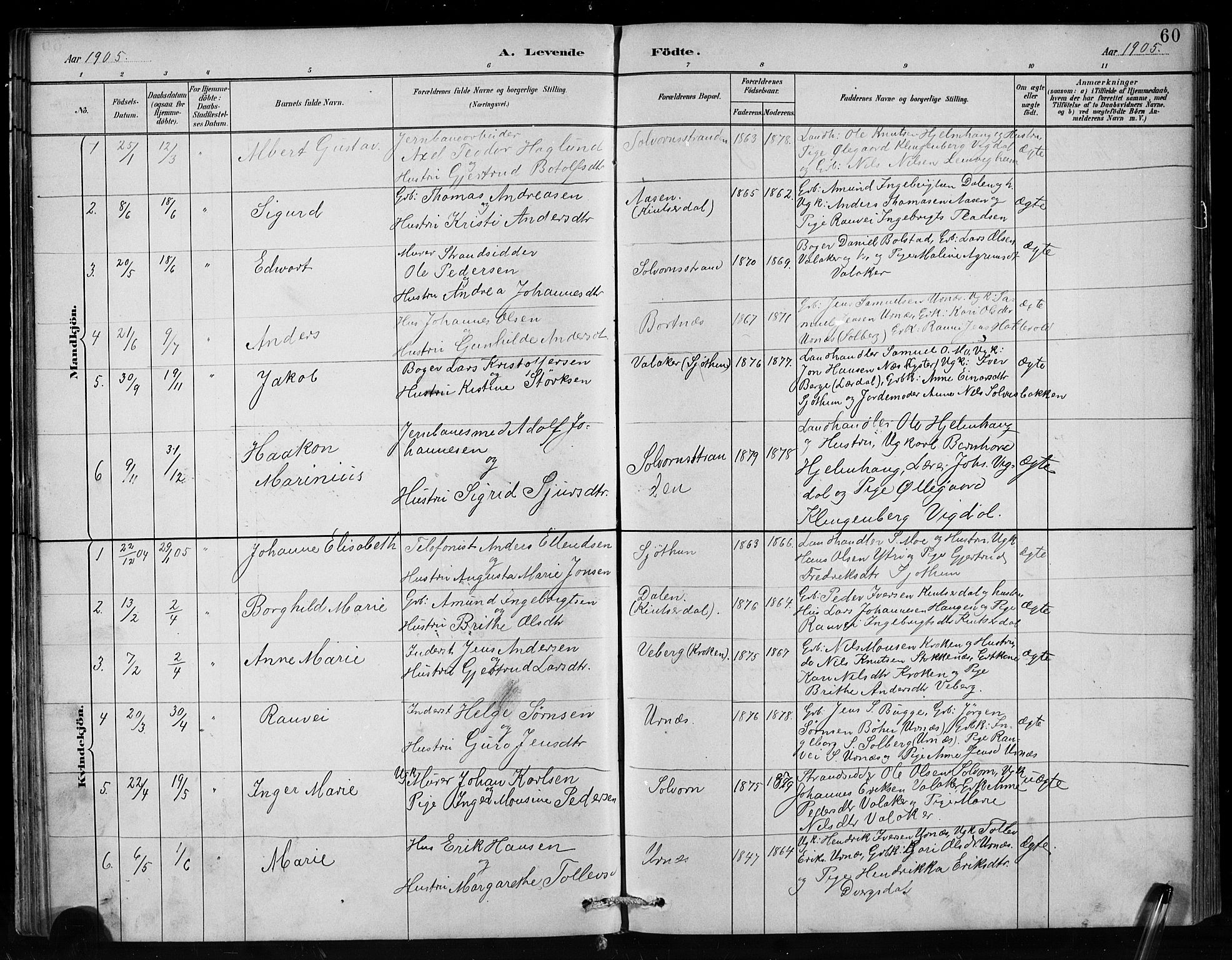 Hafslo sokneprestembete, SAB/A-80301/H/Hab/Habc/L0001: Parish register (copy) no. C 1, 1882-1908, p. 60