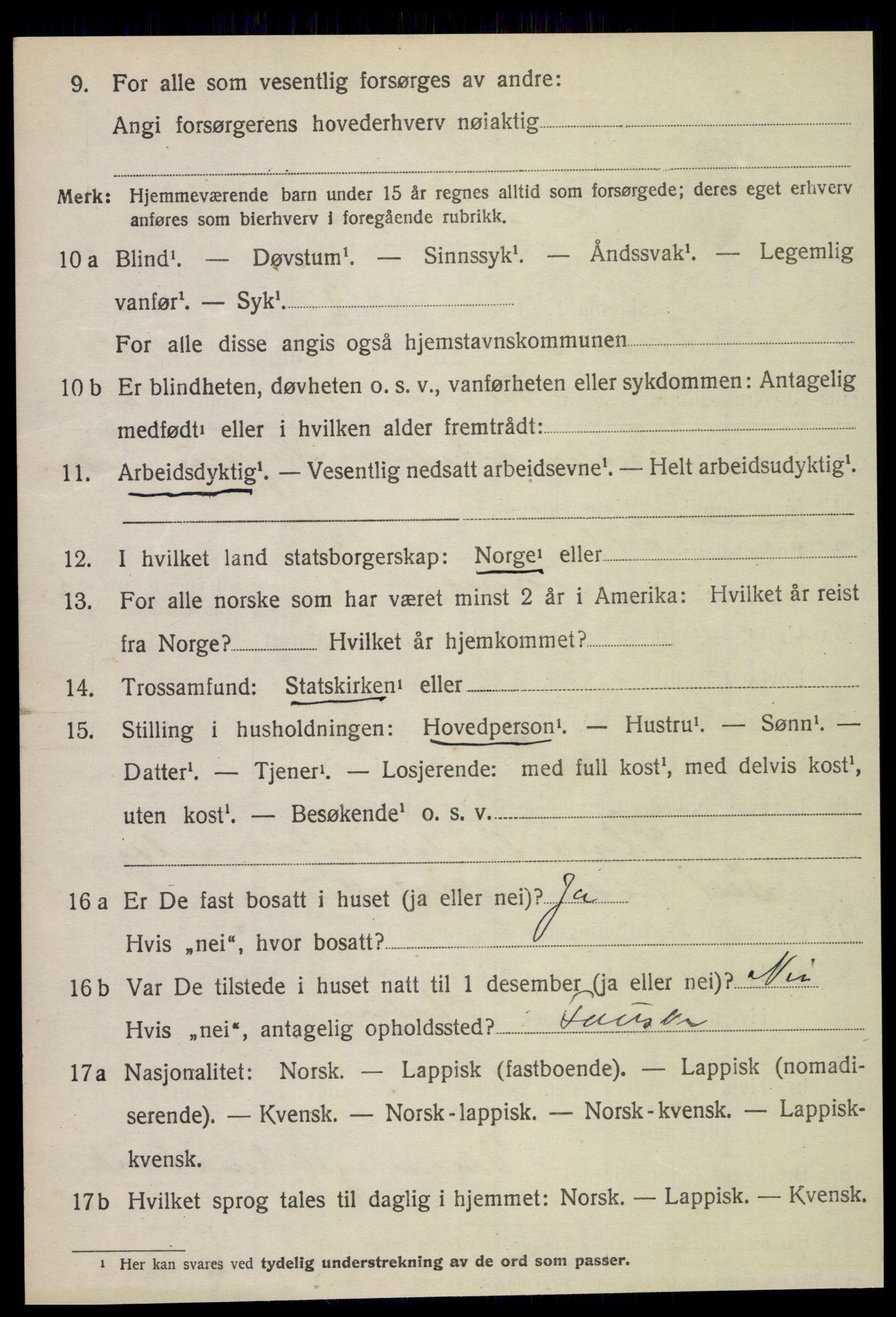 SAT, 1920 census for Fauske, 1920, p. 14157