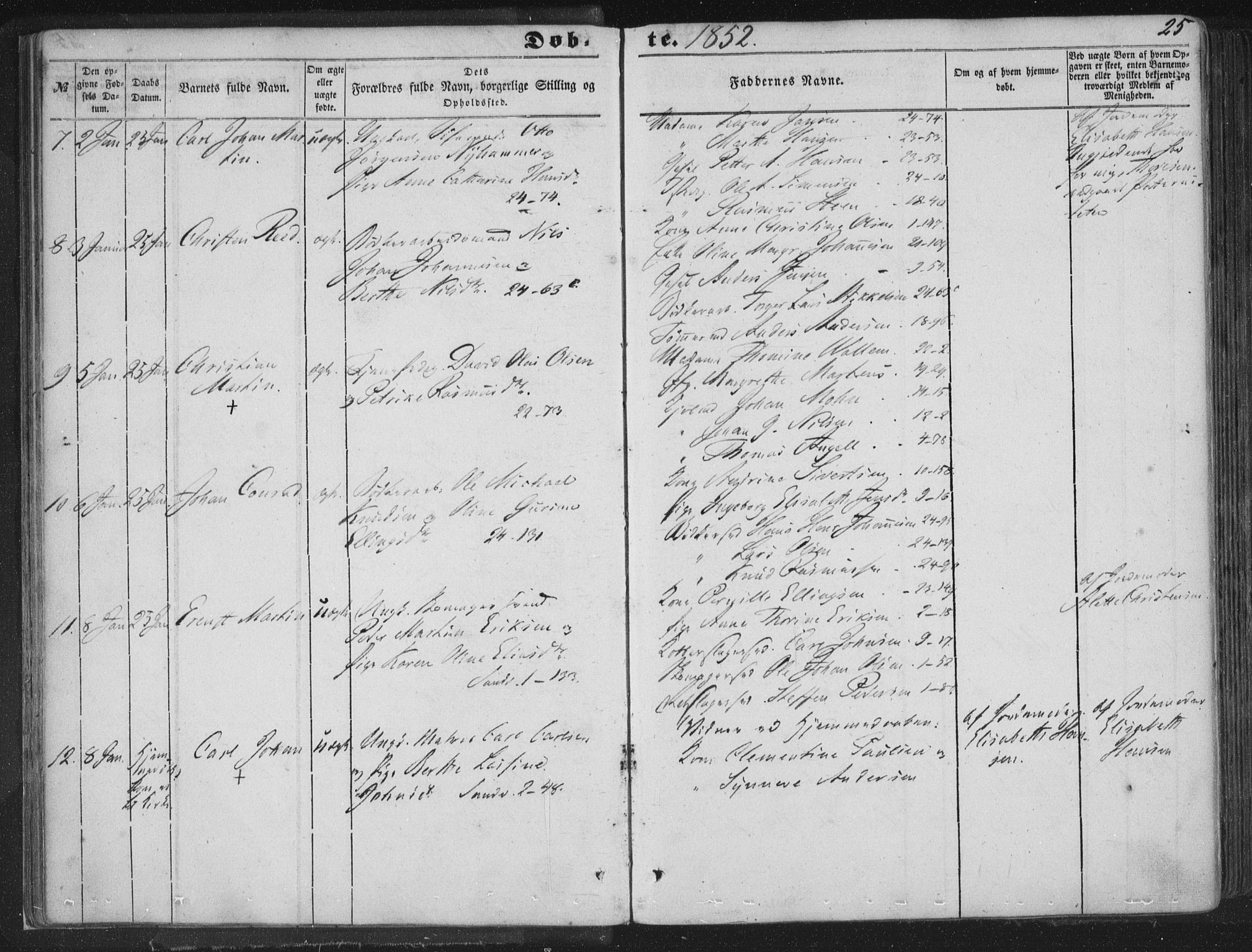 Korskirken sokneprestembete, AV/SAB-A-76101/H/Haa/L0017: Parish register (official) no. B 3, 1851-1857, p. 25