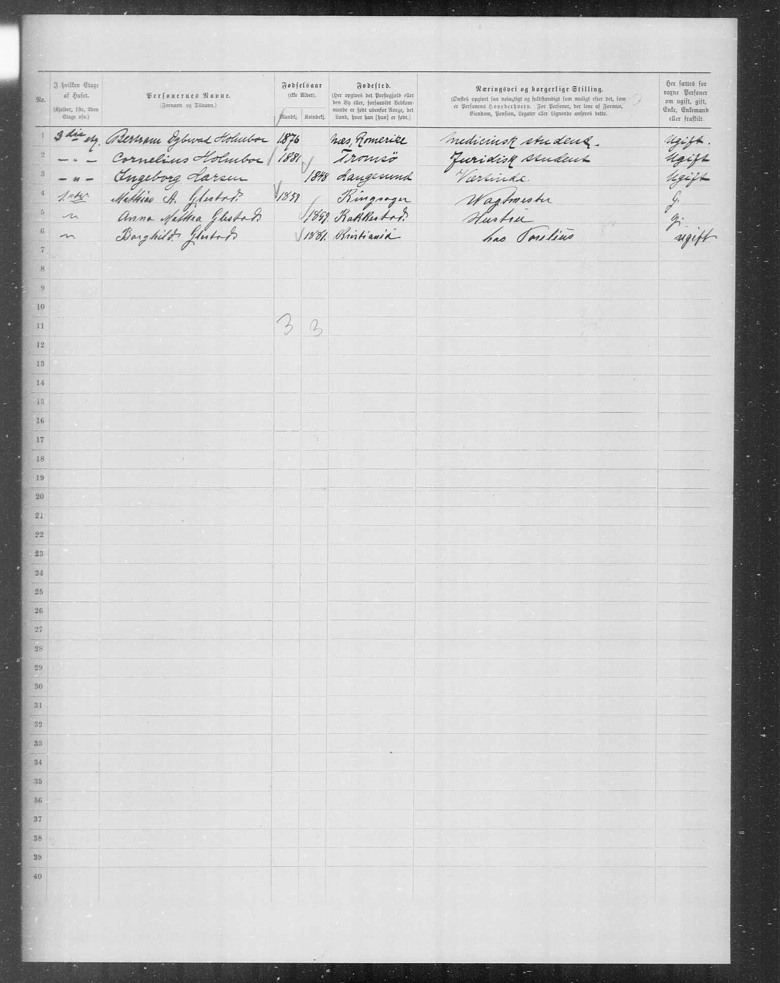 OBA, Municipal Census 1899 for Kristiania, 1899, p. 7045