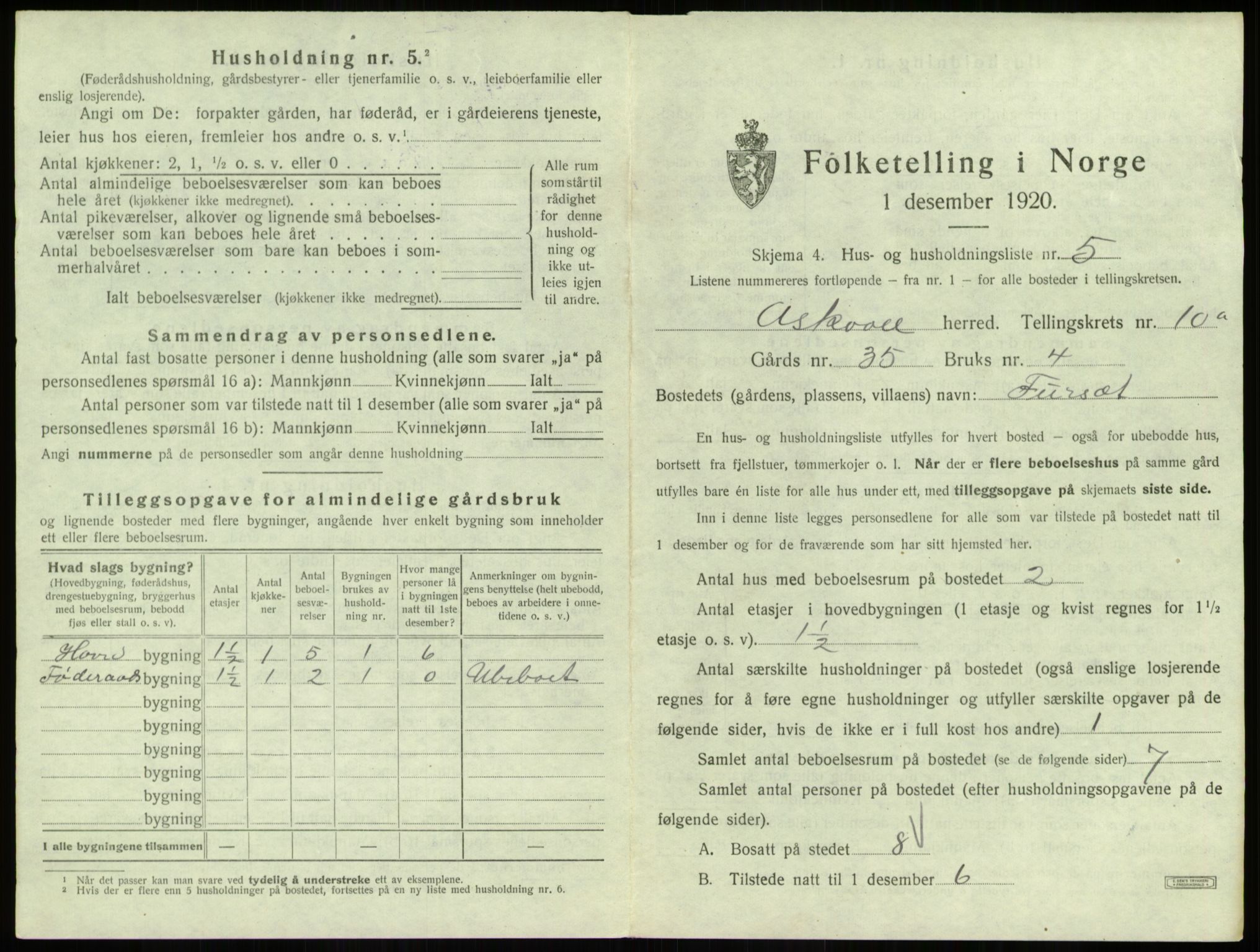 SAB, 1920 census for Askvoll, 1920, p. 532