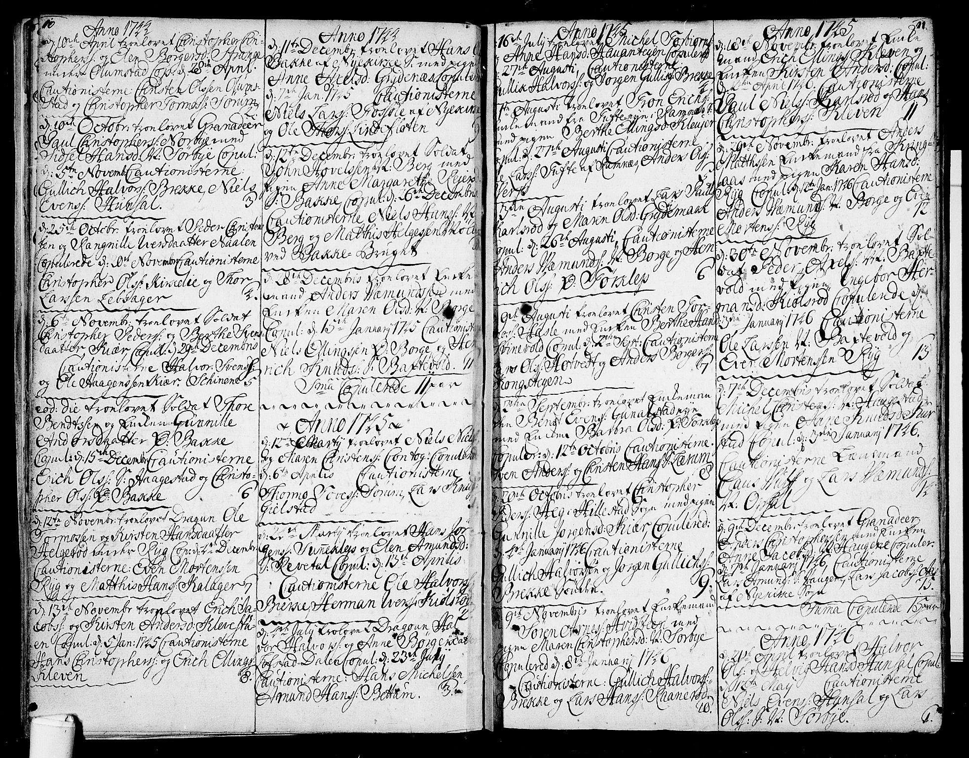 Våle kirkebøker, AV/SAKO-A-334/F/Fa/L0003: Parish register (official) no. I 3, 1732-1773, p. 10-11