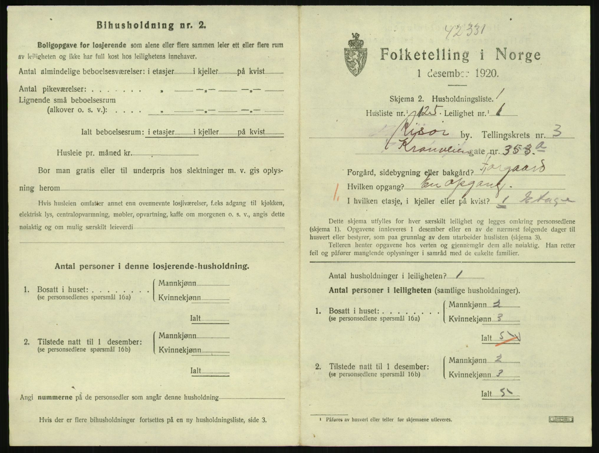 SAK, 1920 census for Risør, 1920, p. 2877