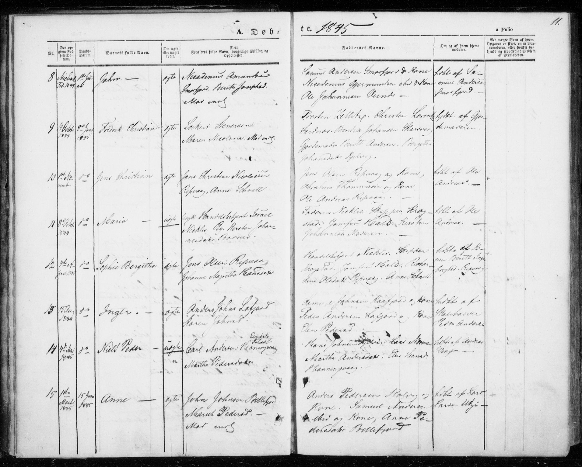 Kistrand/Porsanger sokneprestembete, SATØ/S-1351/H/Ha/L0004.kirke: Parish register (official) no. 4, 1843-1860, p. 11