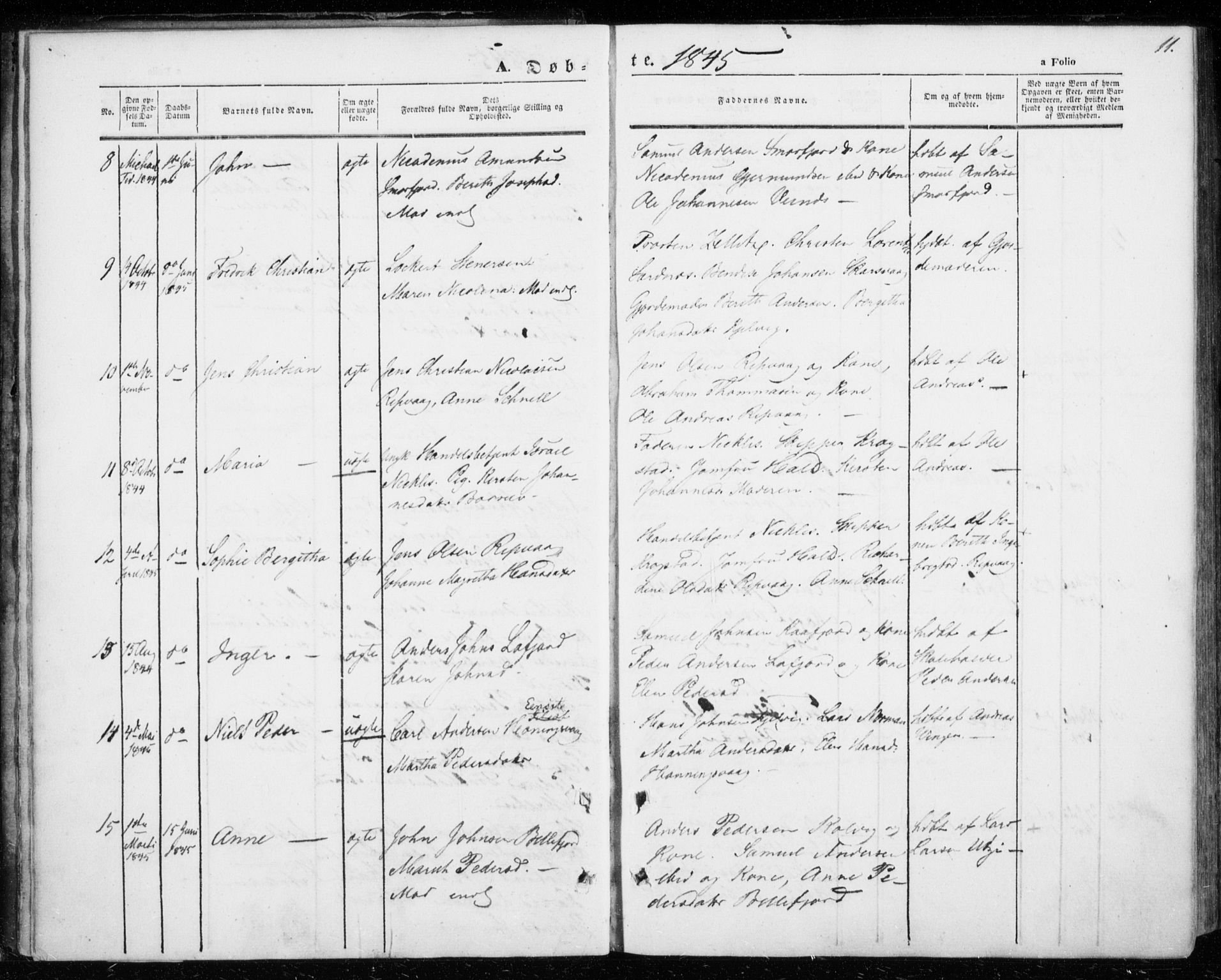 Kistrand/Porsanger sokneprestembete, AV/SATØ-S-1351/H/Ha/L0004.kirke: Parish register (official) no. 4, 1843-1860, p. 11