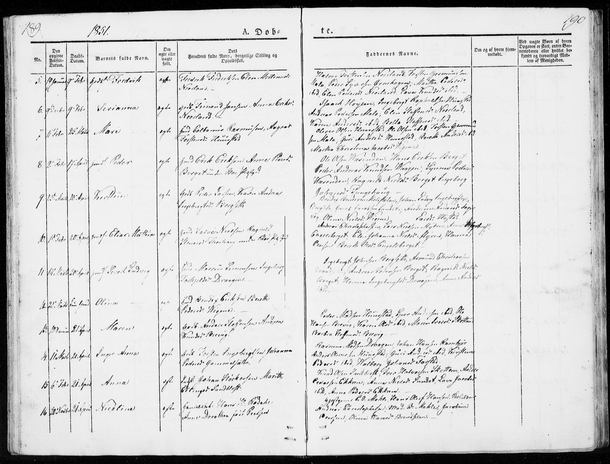 Ministerialprotokoller, klokkerbøker og fødselsregistre - Møre og Romsdal, AV/SAT-A-1454/566/L0766: Parish register (official) no. 566A05, 1842-1851, p. 189-190