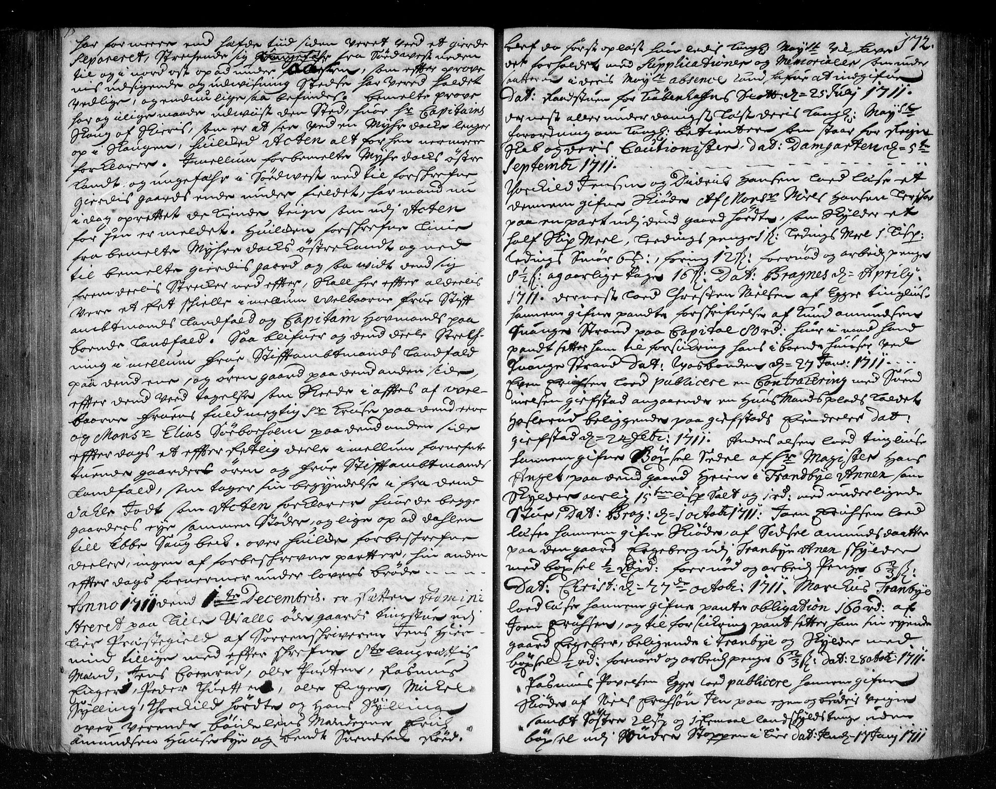 Lier, Røyken og Hurum sorenskriveri, AV/SAKO-A-89/F/Fa/L0042: Tingbok, 1707-1712, p. 172