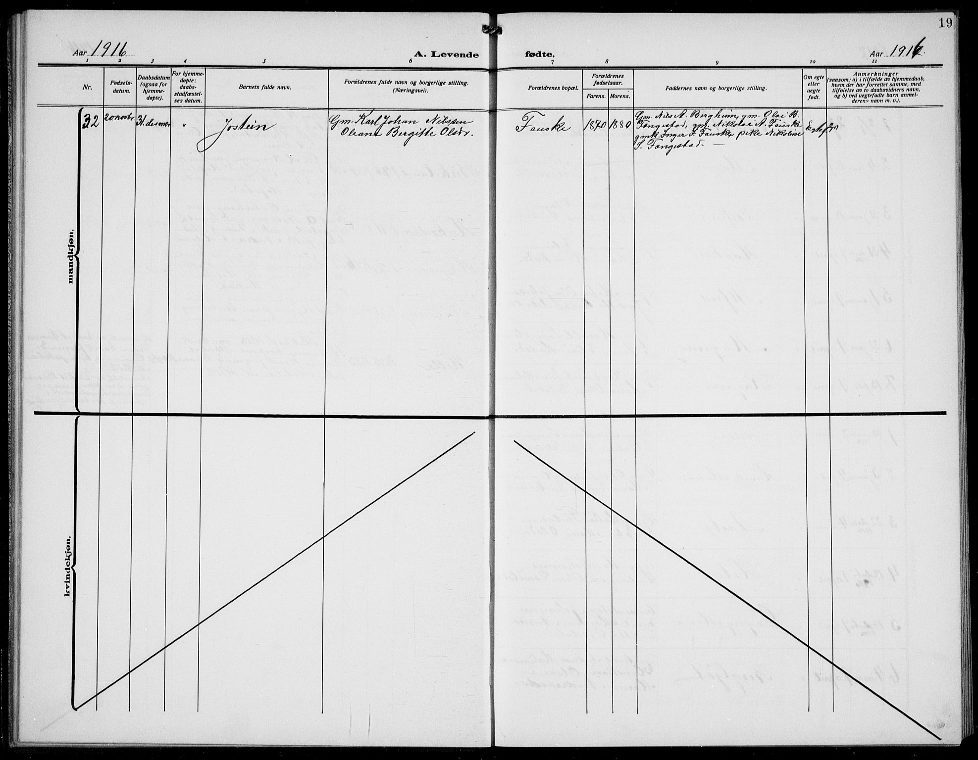 Førde sokneprestembete, SAB/A-79901/H/Hab/Habd/L0006: Parish register (copy) no. D 6, 1914-1937, p. 19