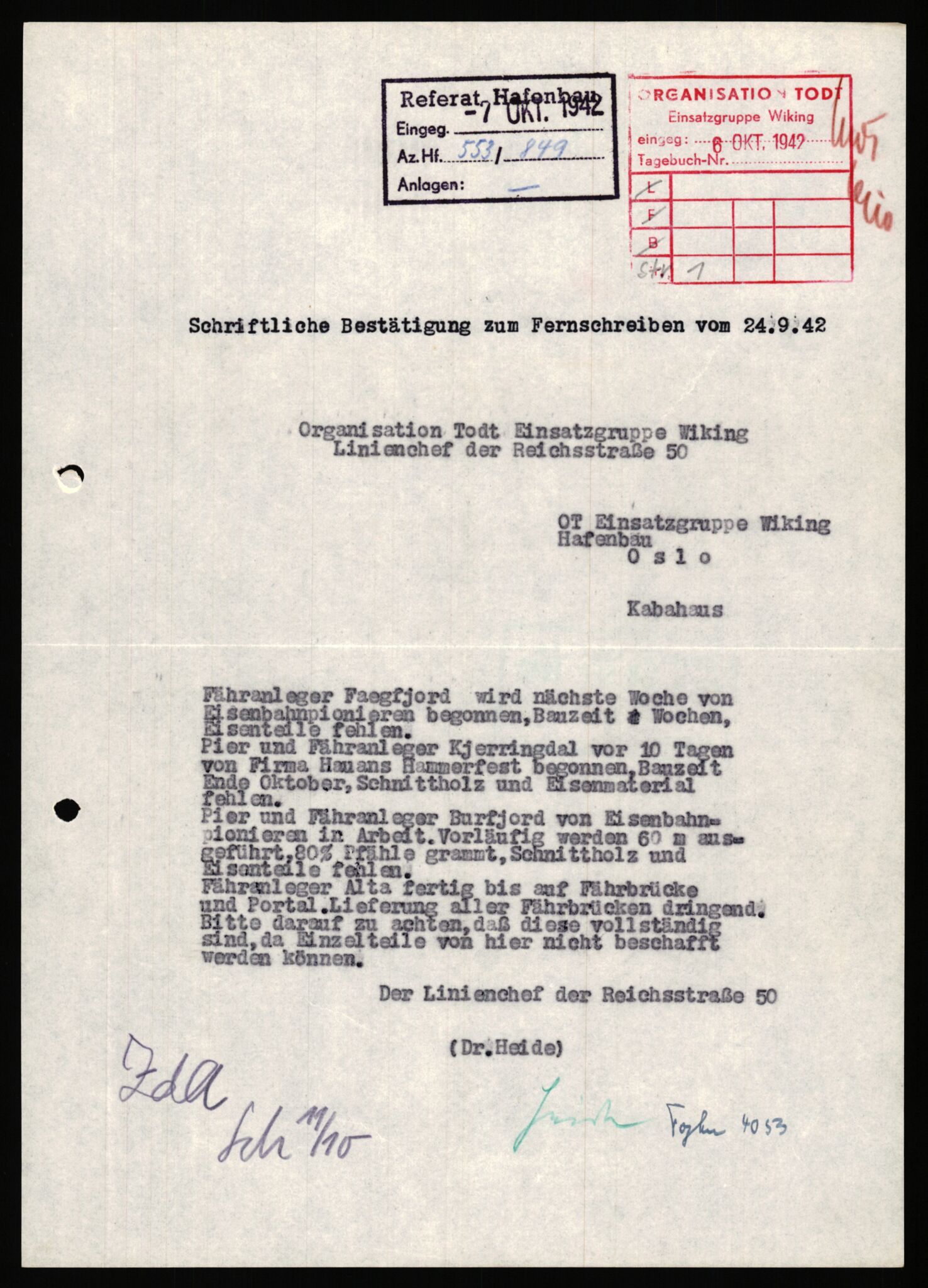 Tyske arkiver, Organisation Todt (OT), Einsatzgruppe Wiking, AV/RA-RAFA-2188/1/E/E2/E2d/L0023: Fähren und Anlegen, 1942-1944, p. 172