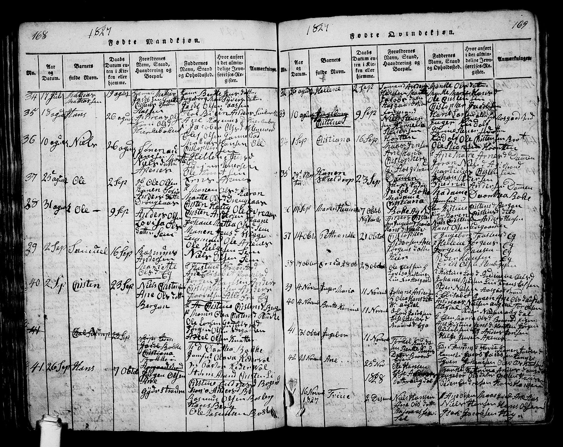 Borre kirkebøker, AV/SAKO-A-338/G/Ga/L0001: Parish register (copy) no. I 1, 1815-1851, p. 168-169