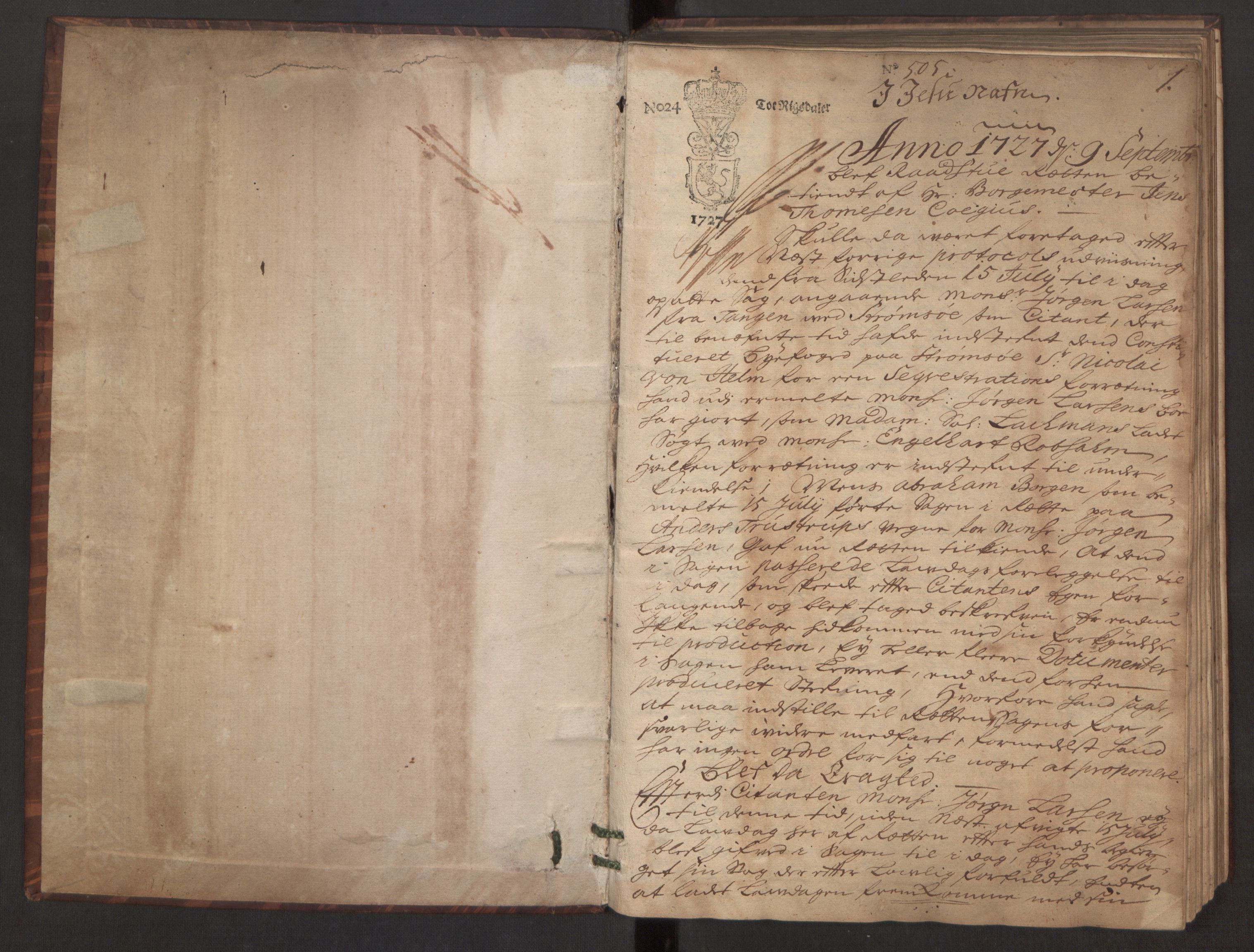 Tønsberg rådstuerett, SAKO/A-800/F/Fa/L0011: Rådstuprotokoll, 1727-1731, p. 0b-1a