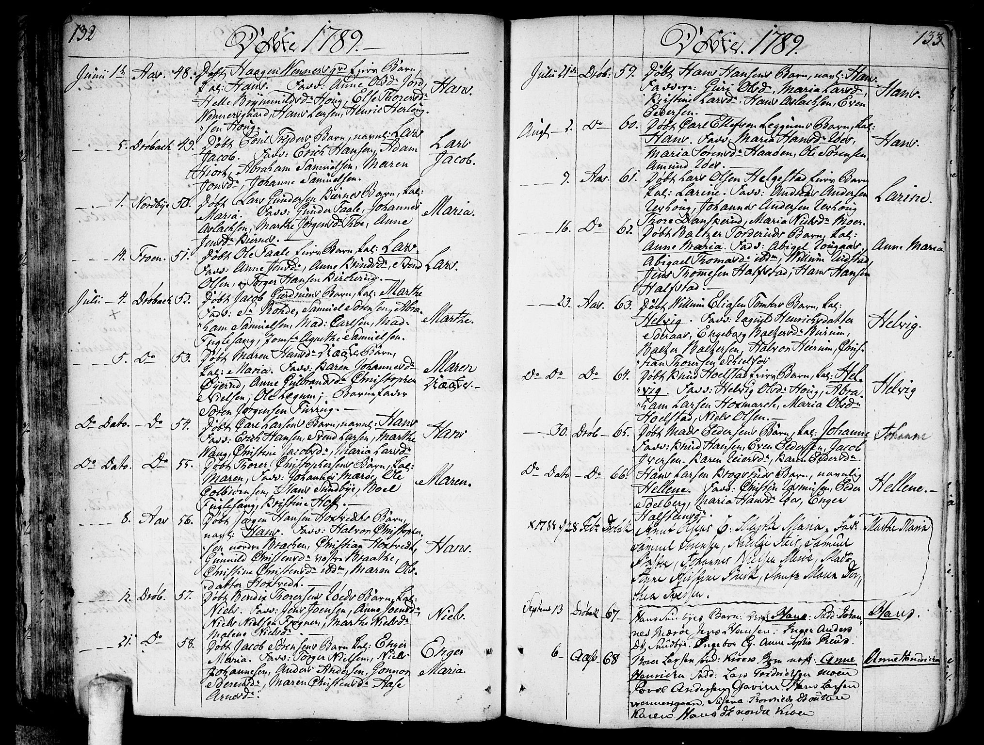 Ås prestekontor Kirkebøker, AV/SAO-A-10894/F/Fa/L0002: Parish register (official) no. I 2, 1778-1813, p. 132-133