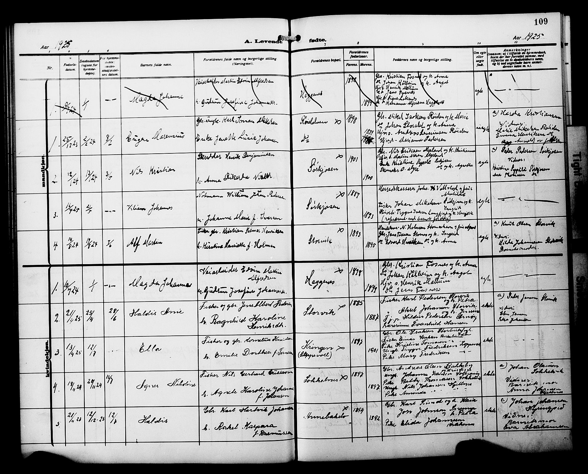 Skjervøy sokneprestkontor, AV/SATØ-S-1300/H/Ha/Hab/L0022klokker: Parish register (copy) no. 22, 1910-1926, p. 109