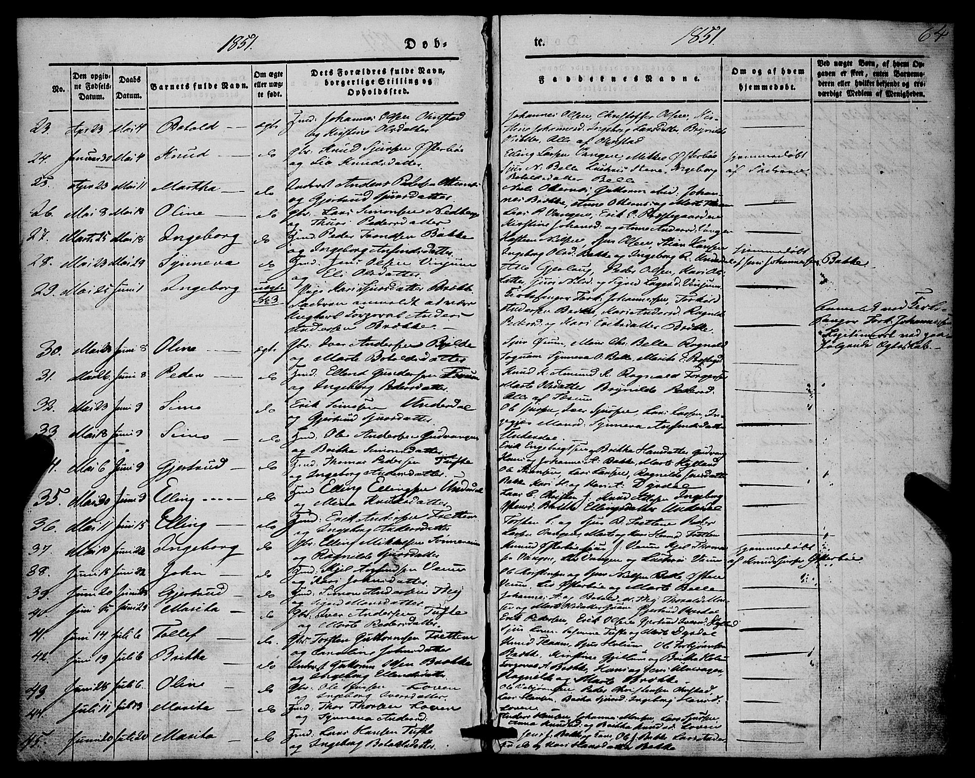 Aurland sokneprestembete, SAB/A-99937/H/Ha/Haa/L0007: Parish register (official) no. A 7, 1842-1853, p. 64