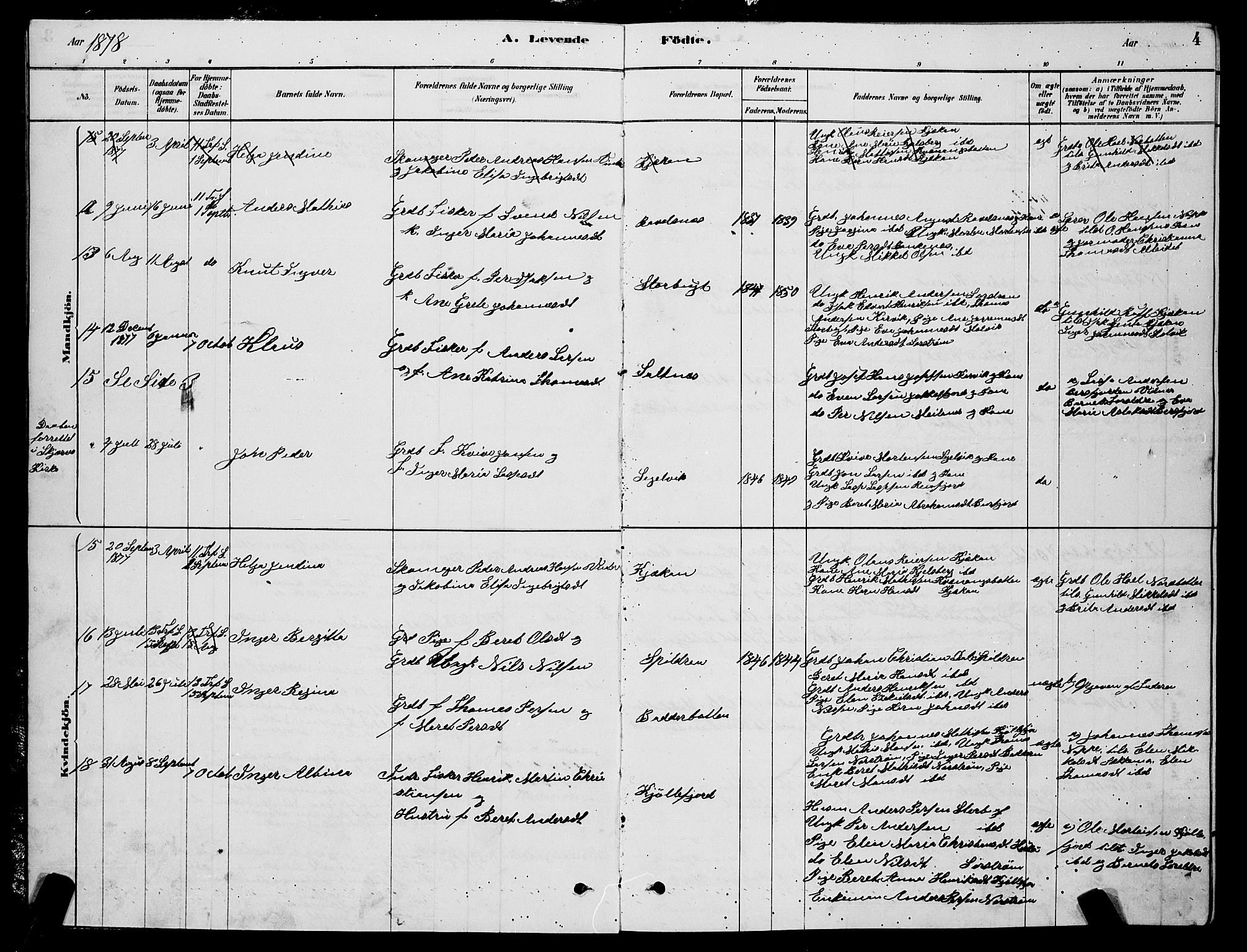 Skjervøy sokneprestkontor, AV/SATØ-S-1300/H/Ha/Hab/L0015klokker: Parish register (copy) no. 15, 1878-1890, p. 4