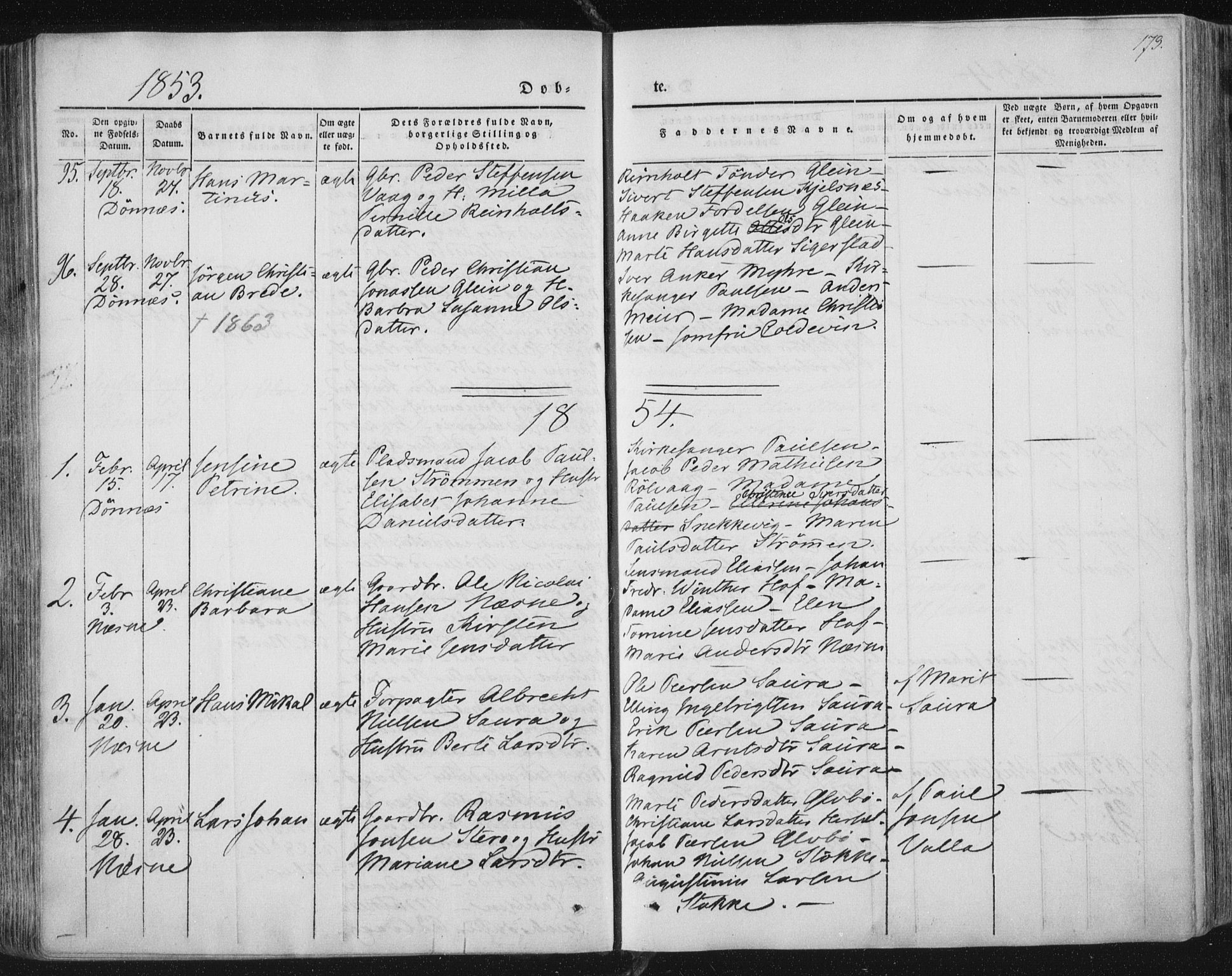 Ministerialprotokoller, klokkerbøker og fødselsregistre - Nordland, AV/SAT-A-1459/838/L0549: Parish register (official) no. 838A07, 1840-1854, p. 173