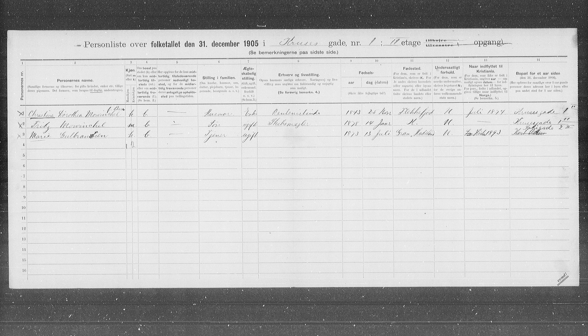 OBA, Municipal Census 1905 for Kristiania, 1905, p. 28888