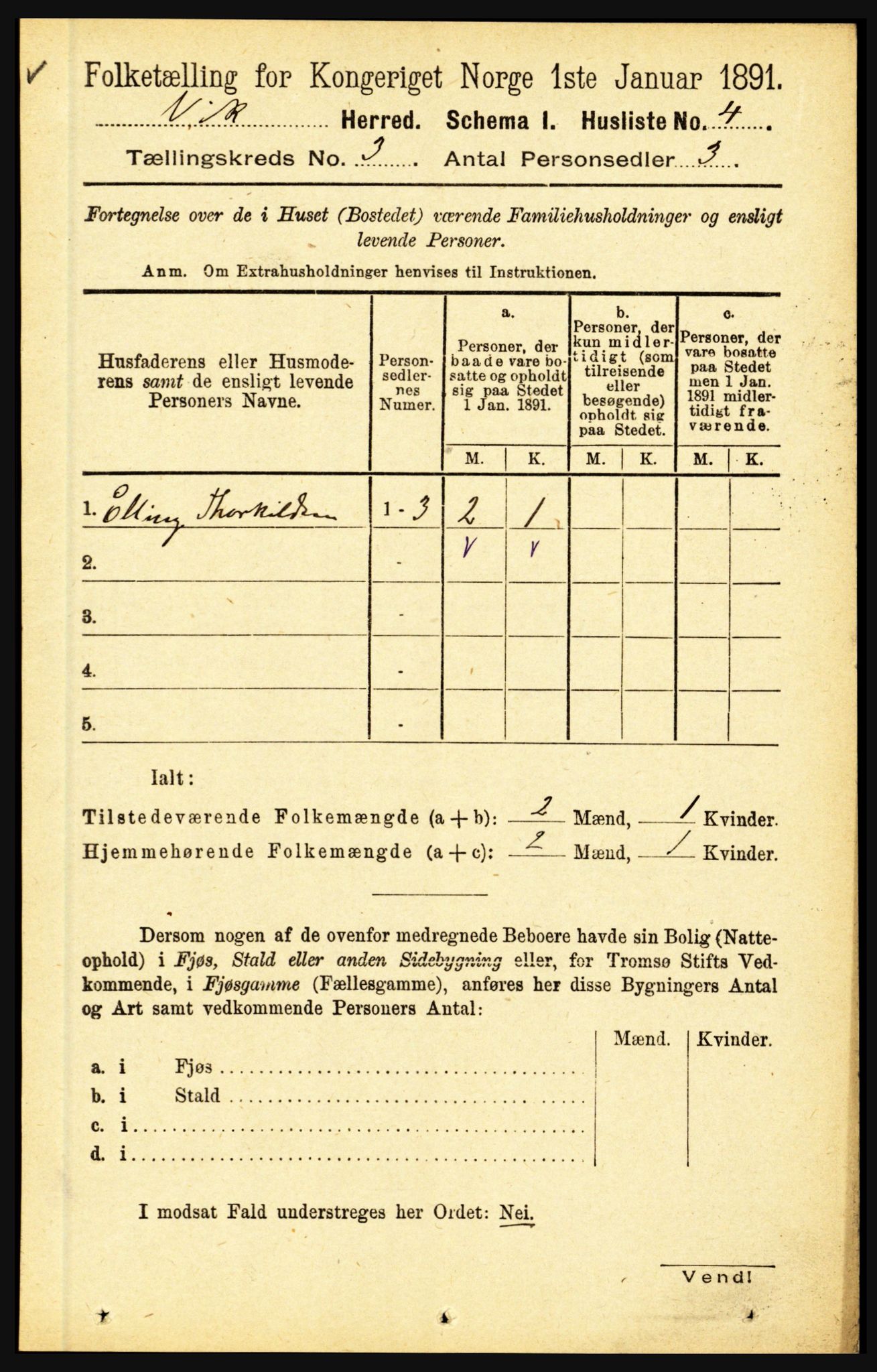 RA, 1891 census for 1417 Vik, 1891, p. 1256