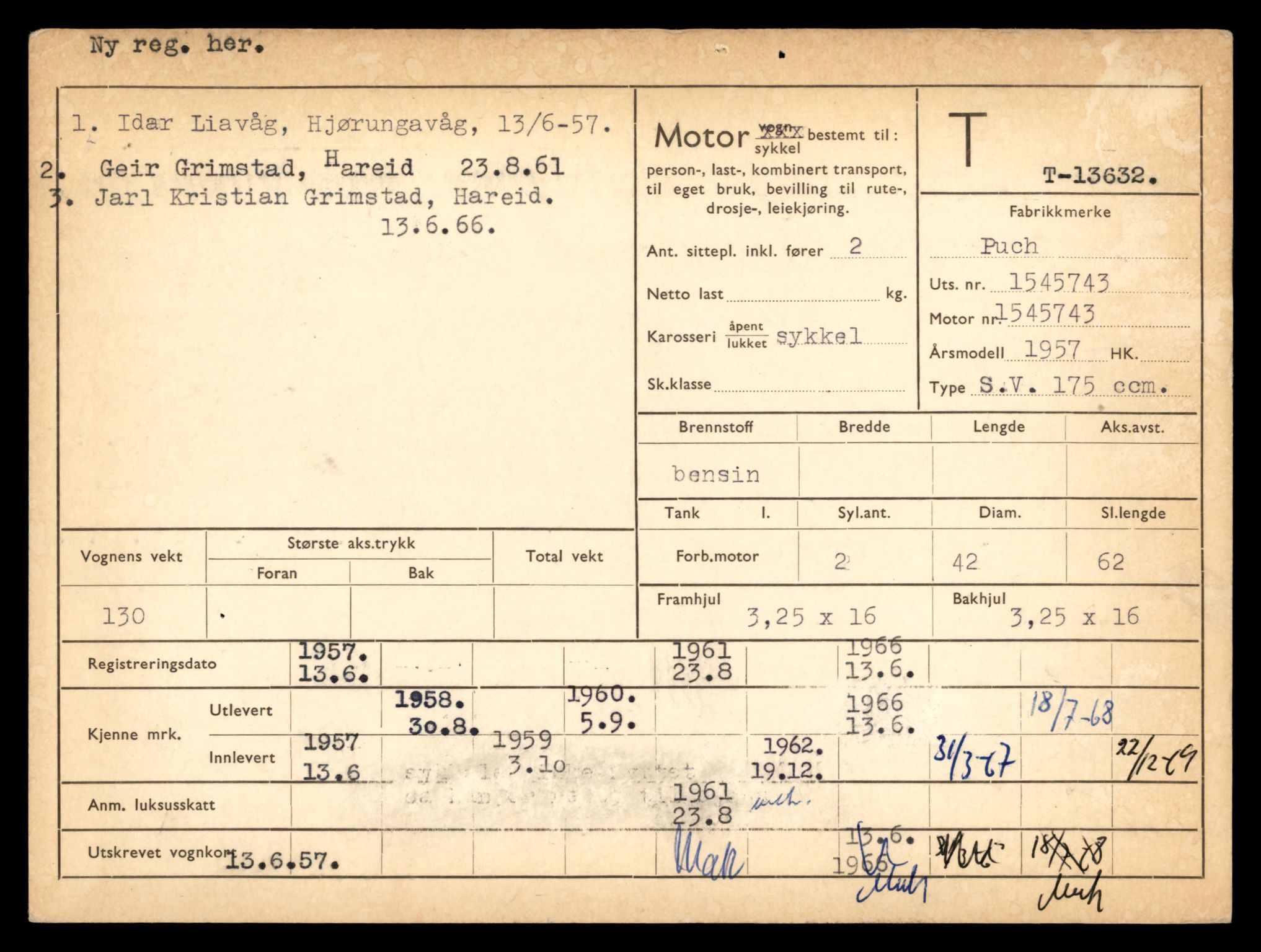 Møre og Romsdal vegkontor - Ålesund trafikkstasjon, AV/SAT-A-4099/F/Fe/L0040: Registreringskort for kjøretøy T 13531 - T 13709, 1927-1998, p. 1751