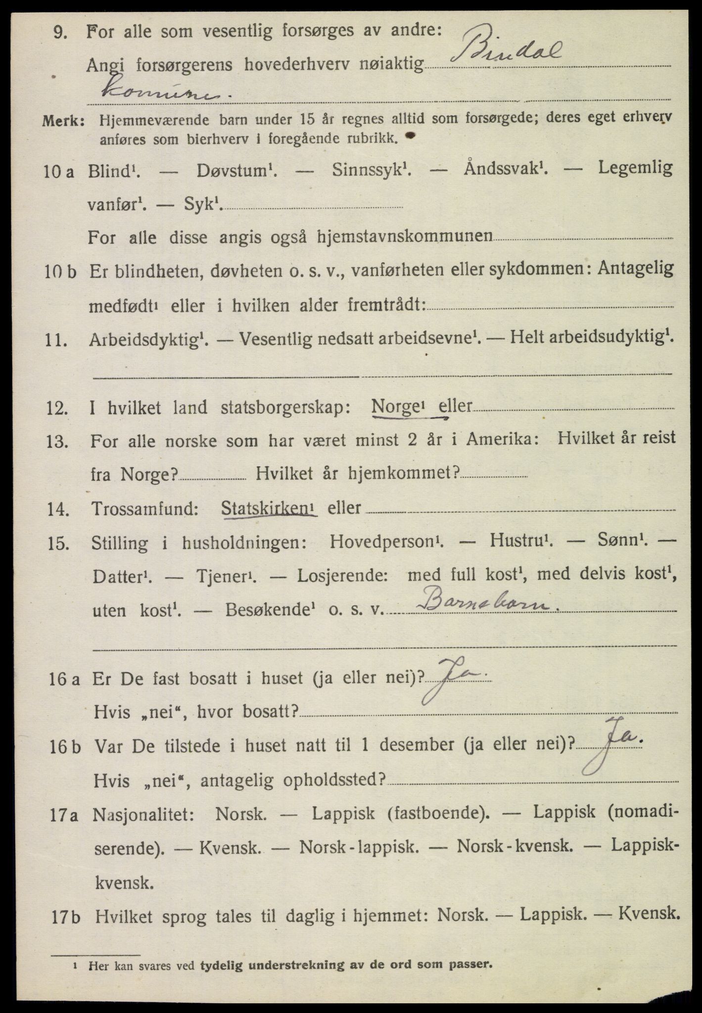 SAT, 1920 census for Bindal, 1920, p. 5904