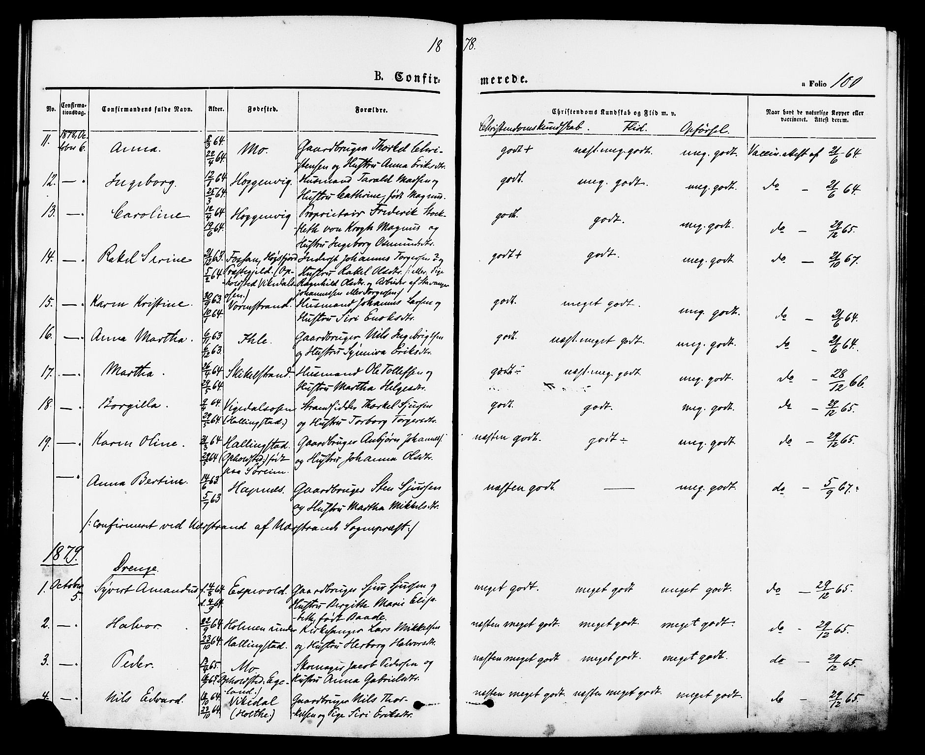 Vikedal sokneprestkontor, AV/SAST-A-101840/01/IV: Parish register (official) no. A 7, 1868-1883, p. 100