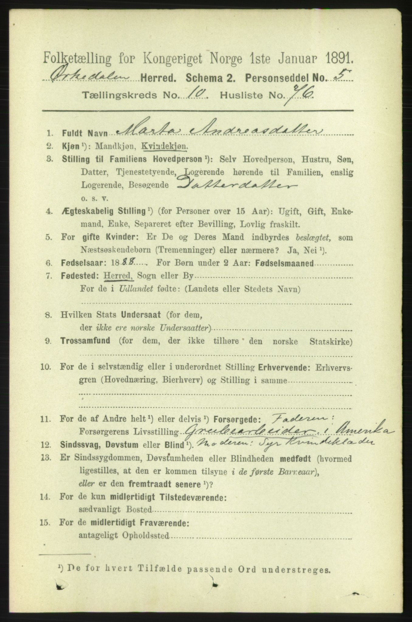 RA, 1891 census for 1638 Orkdal, 1891, p. 5072